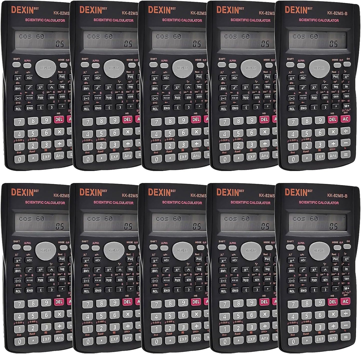 10 Pack Scientific Calculators, 2 Line Engineering Large Display Scientific Calculator Bulk Multi-Function Ideal for Student Teacher Algebra Chemistry Finance Construction Office School Business