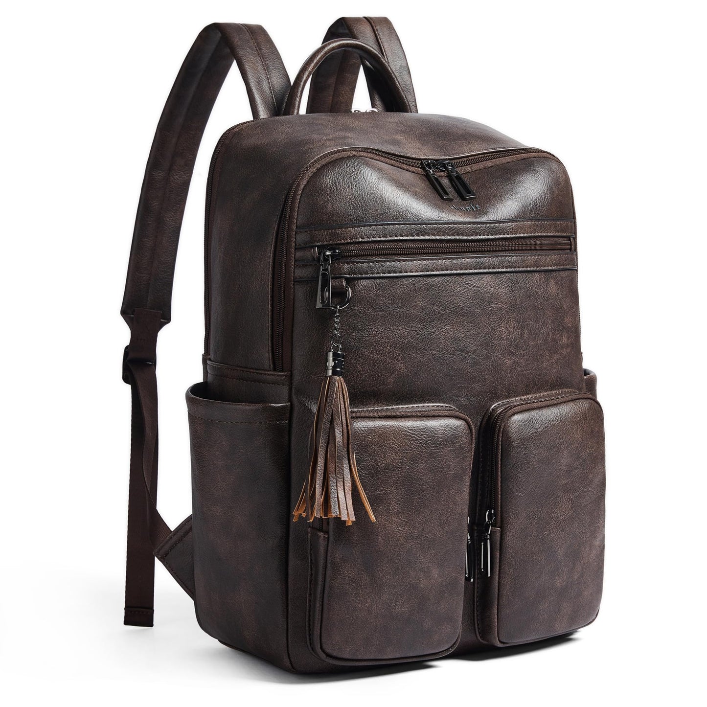 Shrrie Laptop Backpack for Women 16 Inch,Vegan Leather Travel Backpack Purse Work Business Computer Backpacks Teacher Nurse College Laptop Bookbag Casual Daypack,Two-toned Coffee
