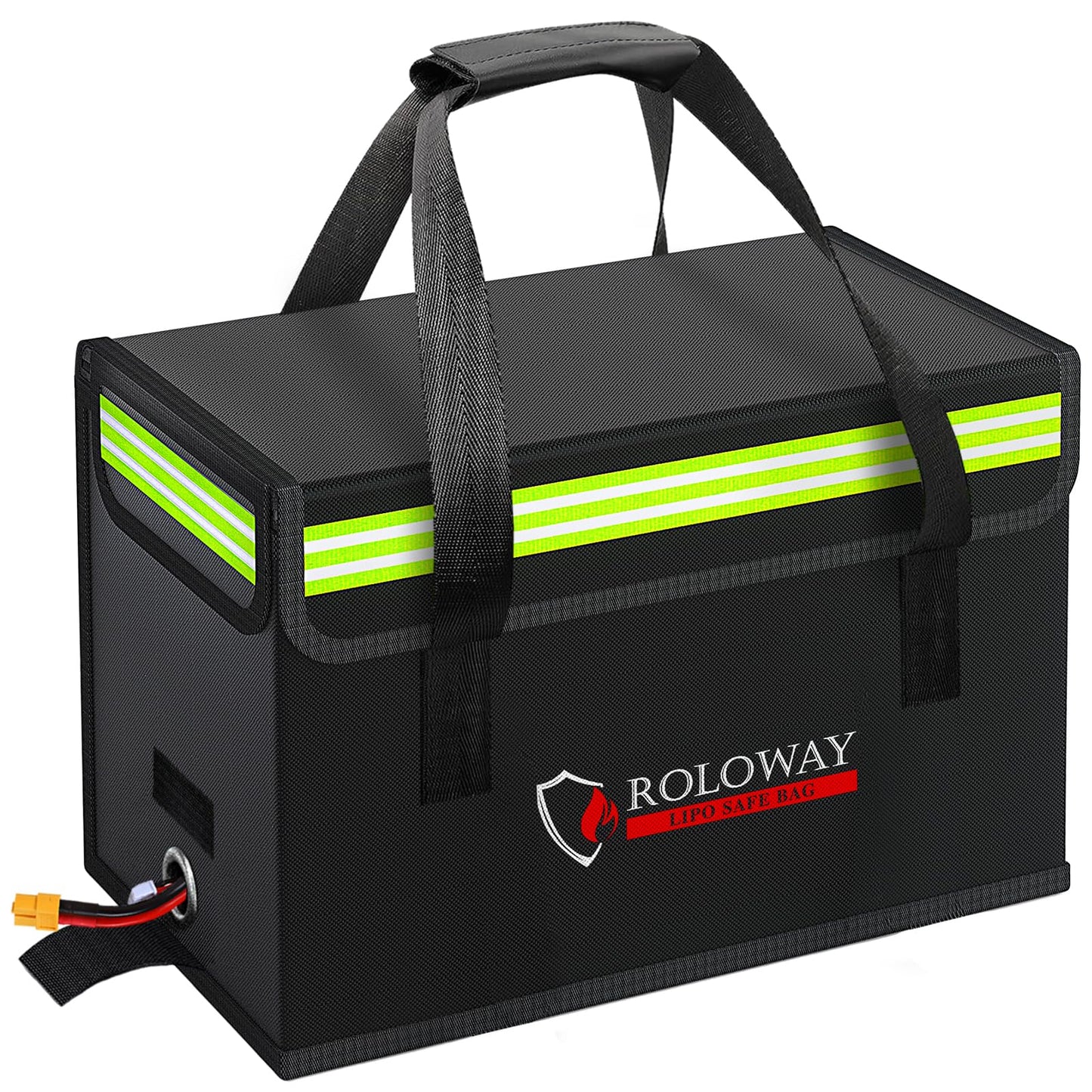ROLOWAY Lipo Battery Bag (15 x 8.5 x 10 inch), Large Fireproof Lipo Ebike Bag with Comfortable Handle, Reflective Strip
