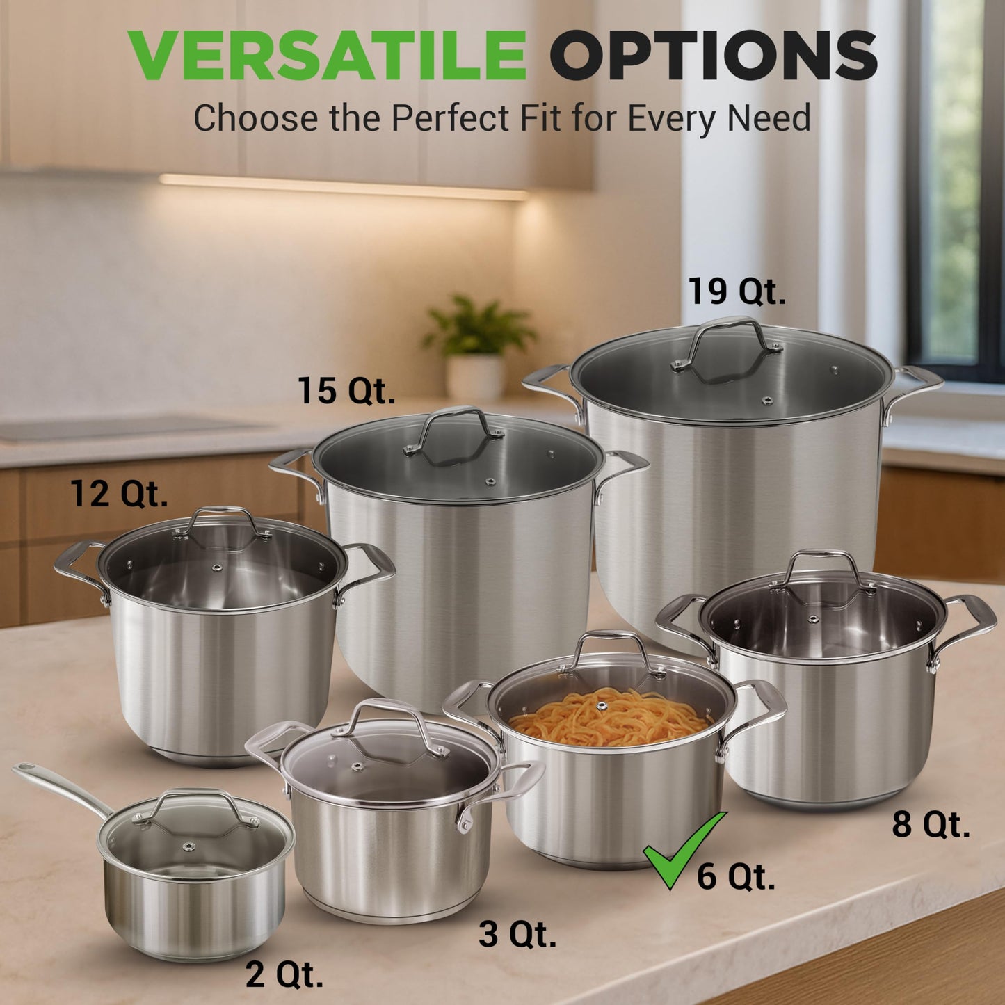 NutriChef 6-Quart Stainless Steel Stockpot – 18/8 Food Grade Heavy-Duty Induction-Compatible Pot with See-Through Lid, Ideal for Stews, Broths, Simmering & Soups, Dishwasher Safe
