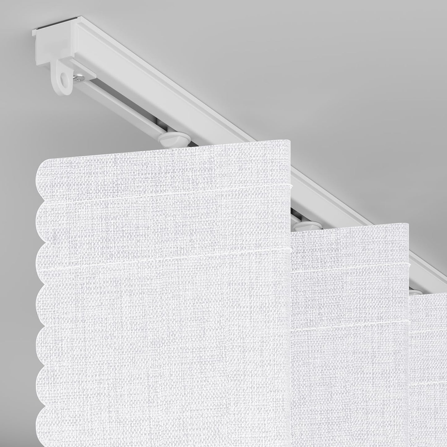 AJAZZ 100% Blackout Magnetic Door Curtain Patio Door Curtain Invisible Folding Door for Bedroom Living Room Accordion Doorway Curtain Sets Included Tracks (1Panel, 43W x 79 L, White)