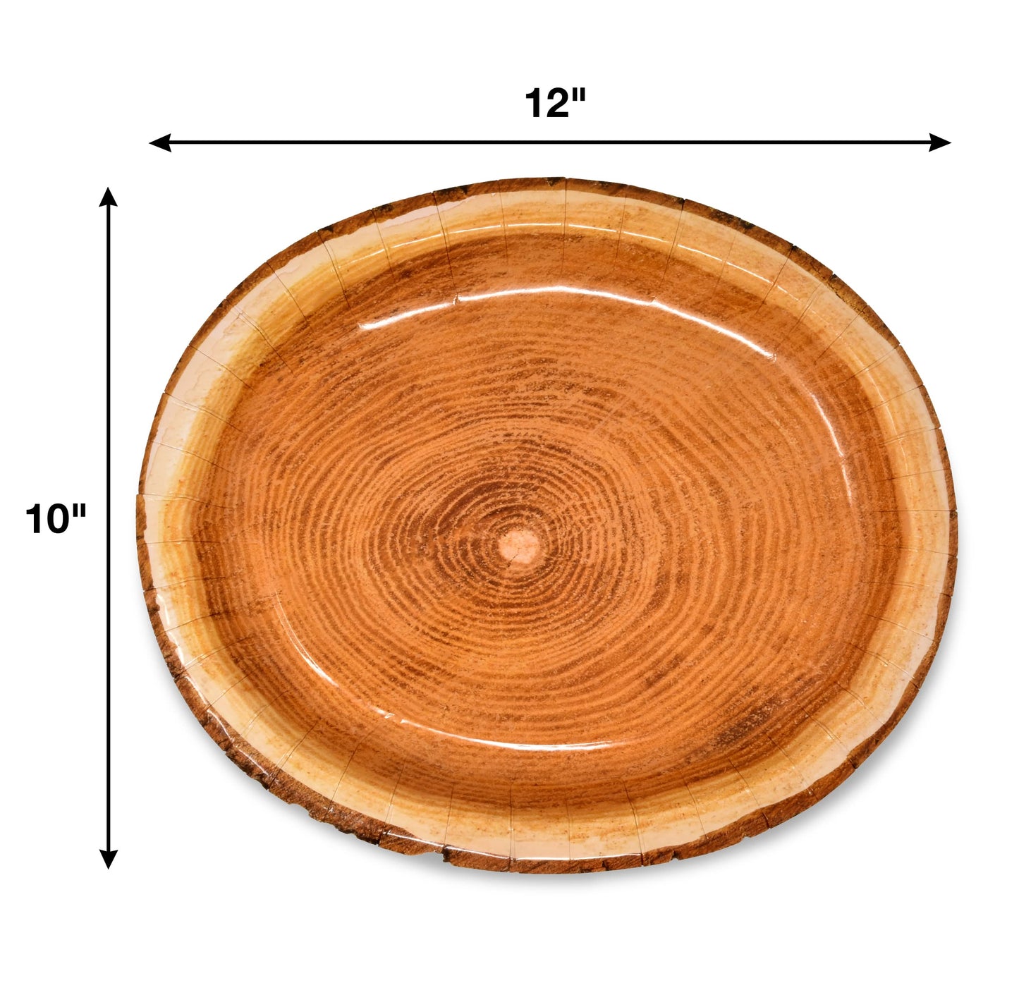 Gift Boutique 50 Count Wood Oval Paper Plate 10" X 12" Large Disposable Rustic Wooden Look Platter Serving Dish Tray for Fall Spring Holiday Tableware