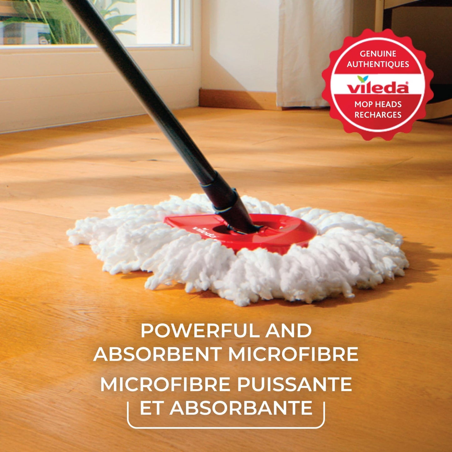 Vileda EasyWring Spin Mop System with 1 Extra Head Refill | Machine Washable & Reusable Mop Head | Hands-Free Wringing Mop Bucket | Extendable Handle | Safe on All Floor Types