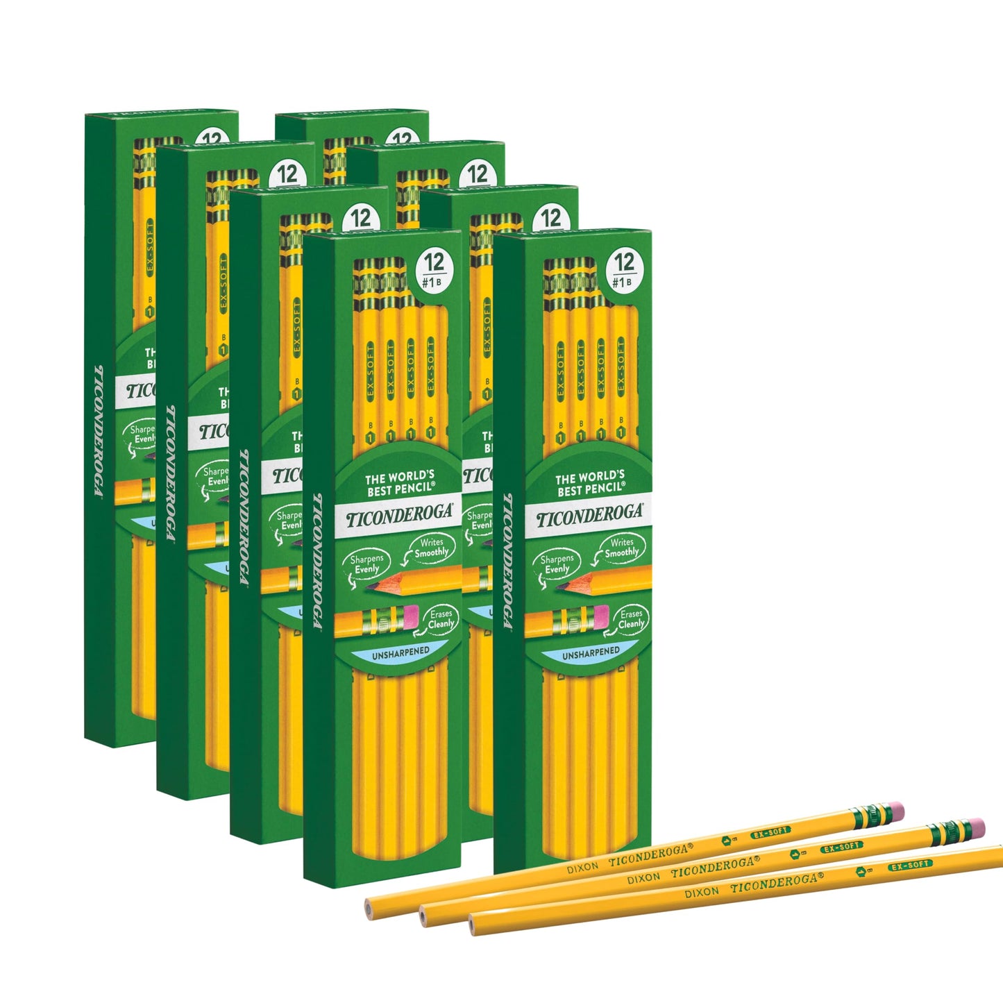 Dixon Ticonderoga Wood-Cased #2 HB Pencils, Box of 96, Yellow (13872)