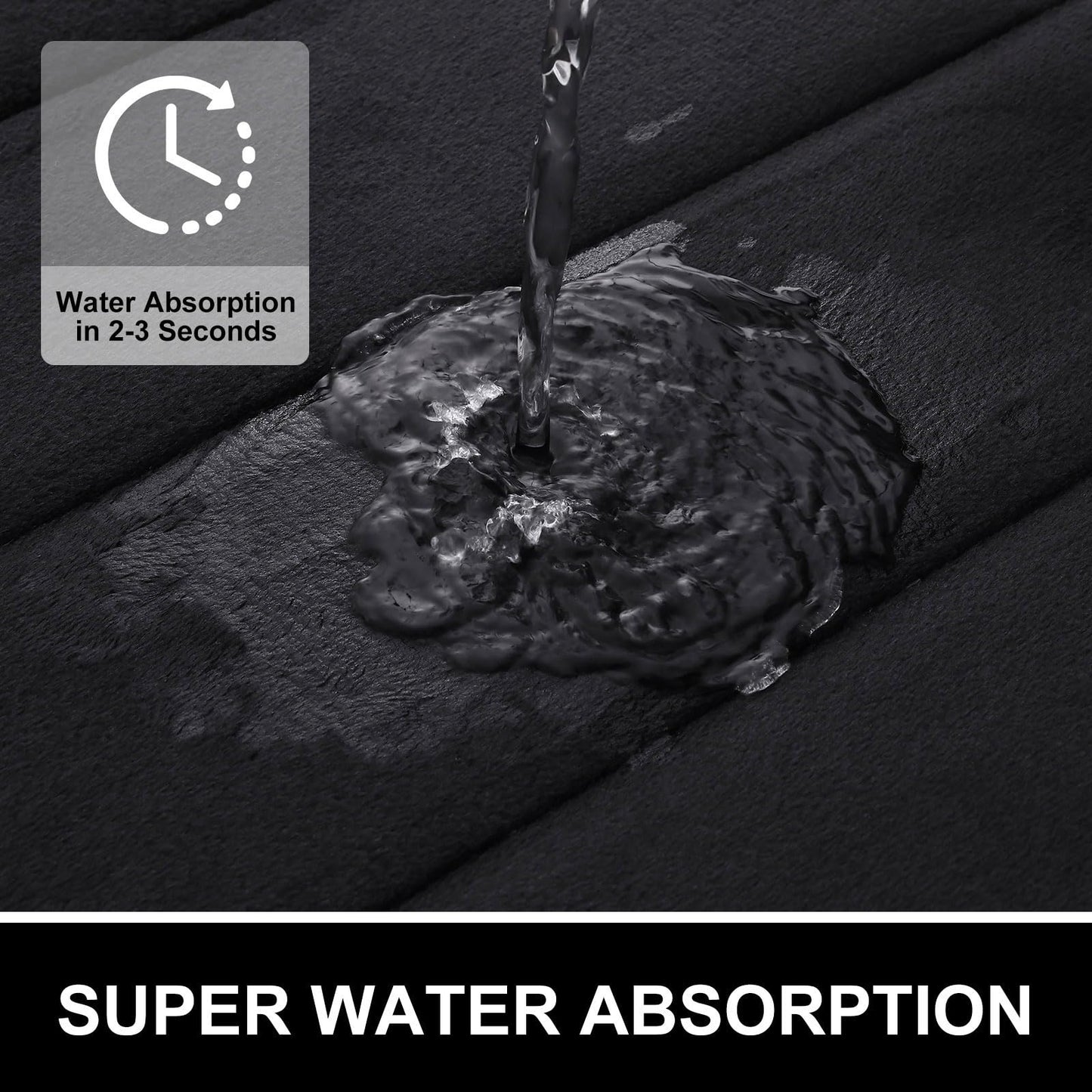 OLANLY Soft Memory Foam Bath Mat, Non-Slip and Super Absorbent Bathroom Mat, Machine Washable Quick Dry Bath Mats for Bathroom, Shower, and Tub, 24" x 36", Black