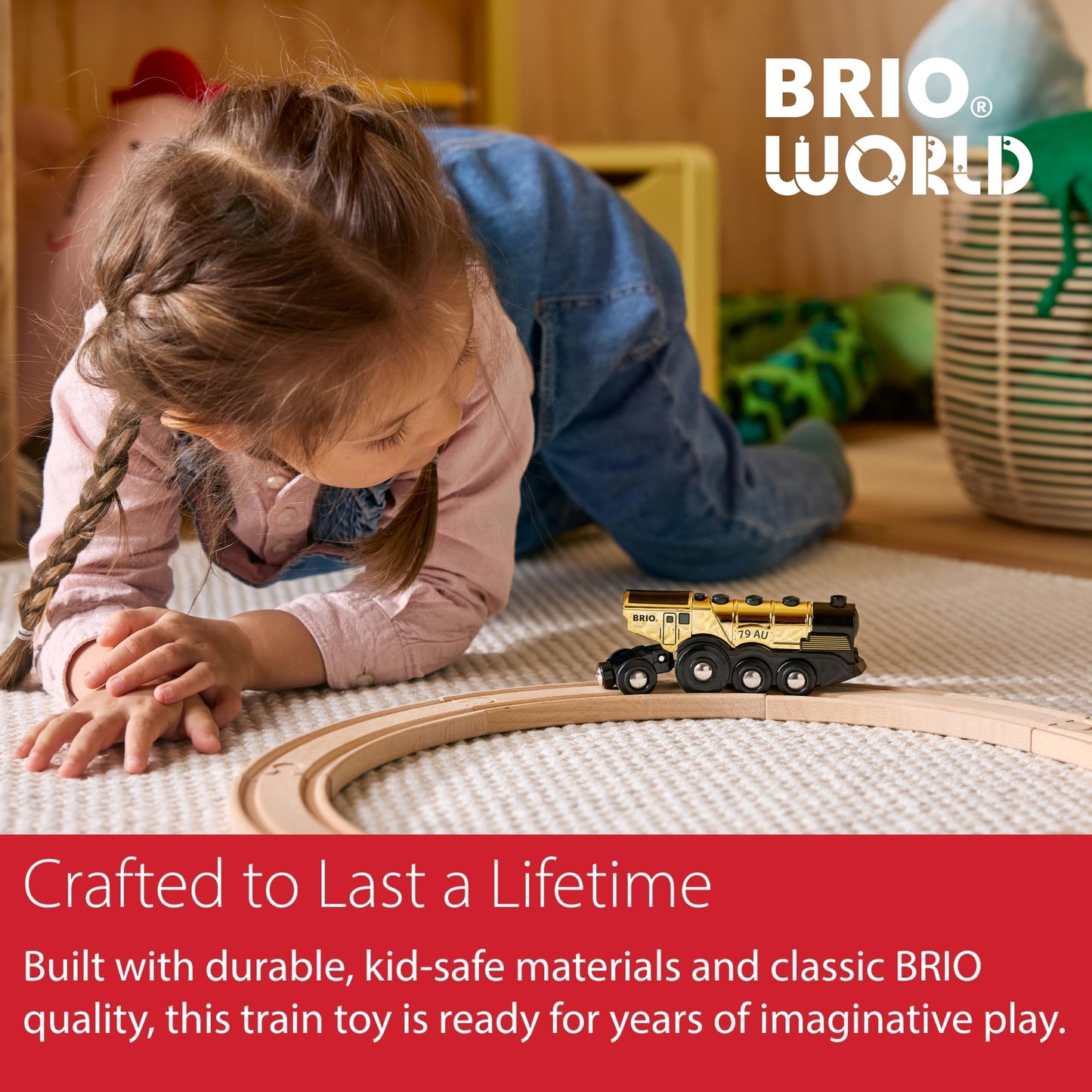 BRIO World 33630 Mighty Golden Action Locomotive | Battery Operated Toy Train with Light and Sound Effects for Kids Age 3 and Up, Gold