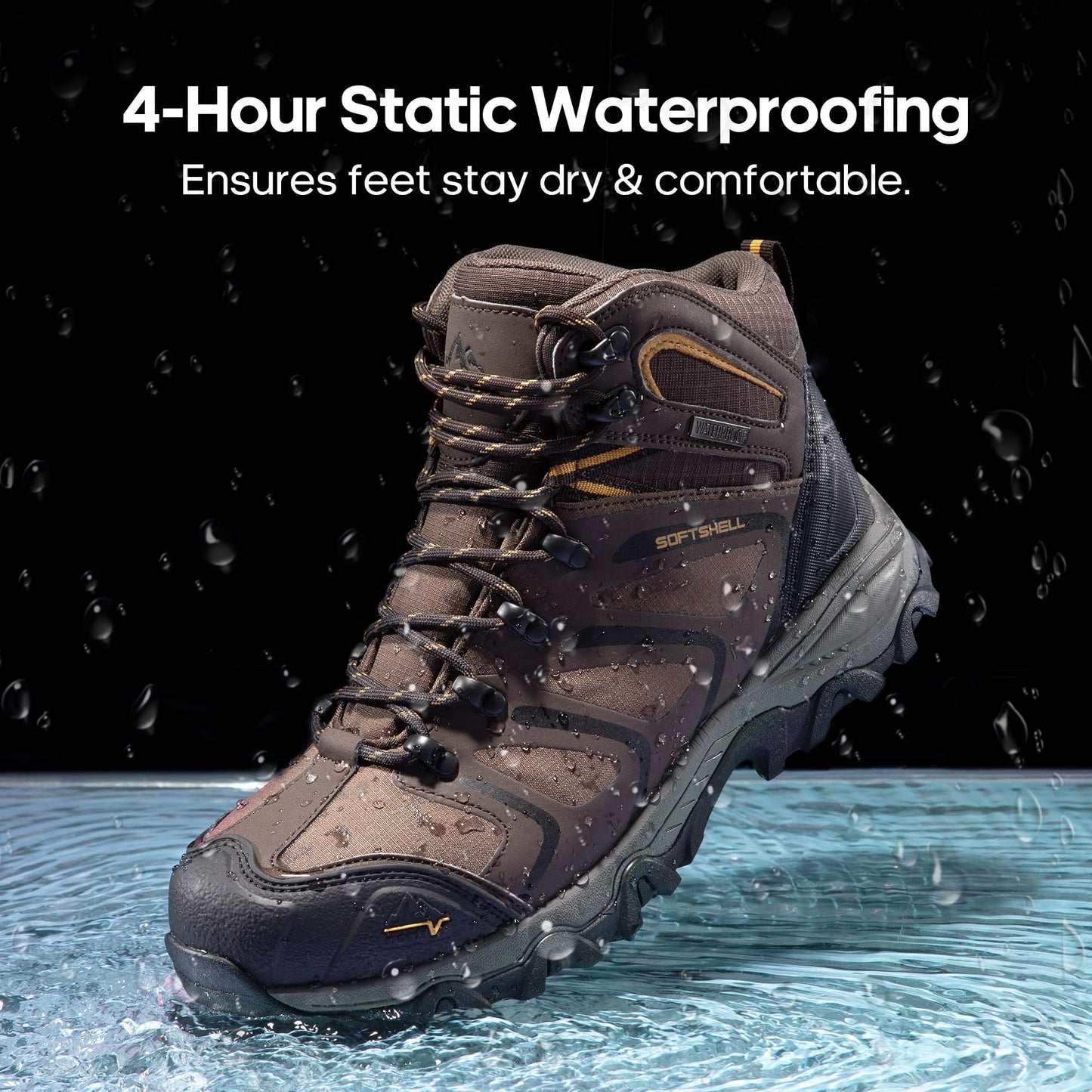 NORTIV 8 Waterproof Steel Toe Work Boots for Men Industrial Safety Slip-Resistant Shoes Construction Protective Boot ARMADILLO-STL ASTM F2413-18 Standard,Size 9,Brown/Black/Tan,160448_M-STEEL