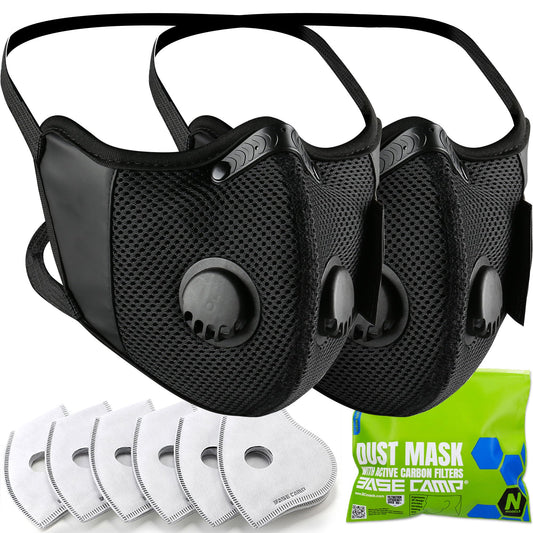 BASE CAMP M Cross Dust Mask, Reusable Comfortable Safety Respirator Mask for Work with 6 Filter-Face Mask for Dust, Pollen, Construction, Sanding, Yard Lawn, Woodworking