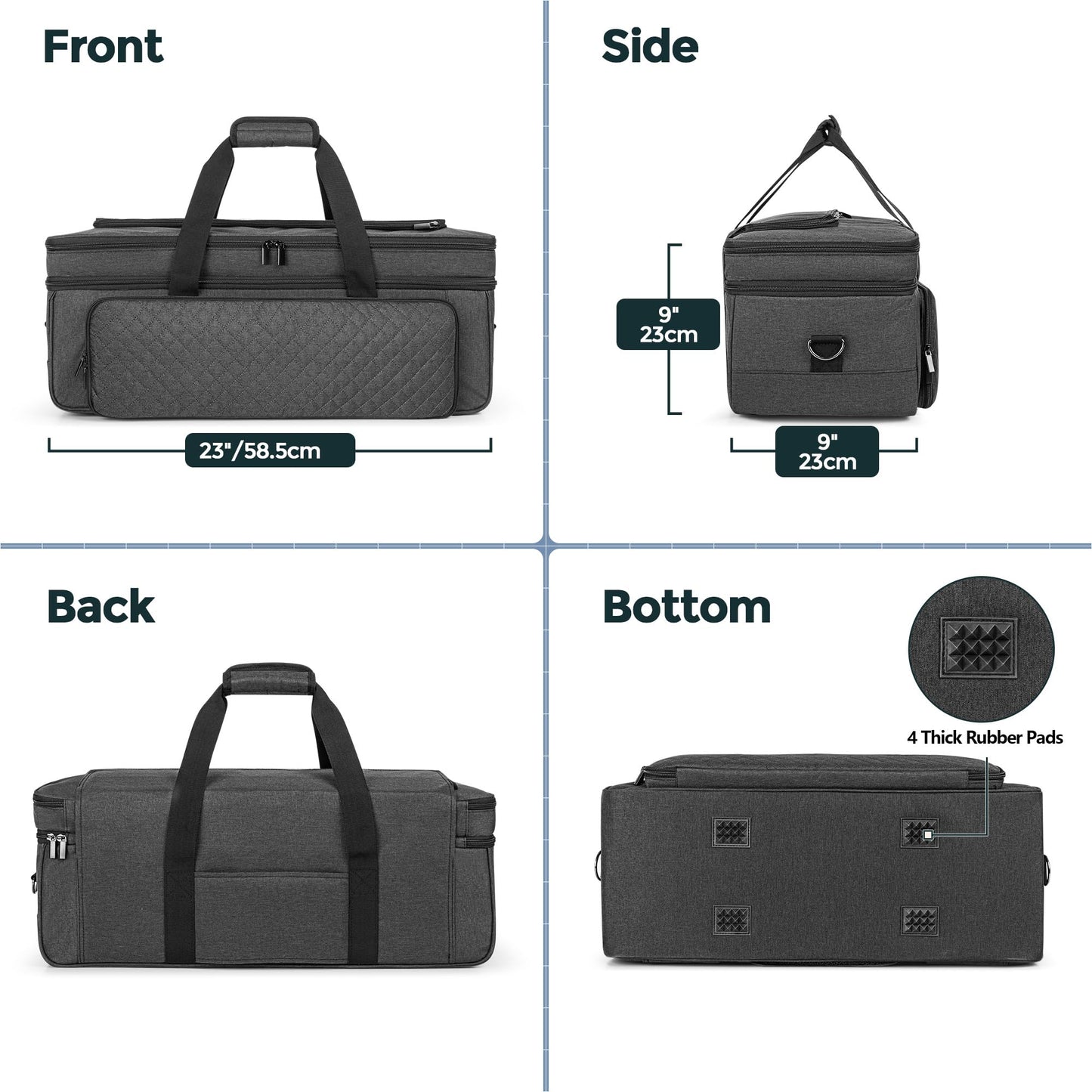 Luxja Double-Layer Carrying Case with Cutting Mat Pocket Compatible with Cricut Maker 4, Maker 3, Explore 4, Explore 3, Explore Air 2, Multiple Storage Bag for Cricut Accessories and Supplies, Black