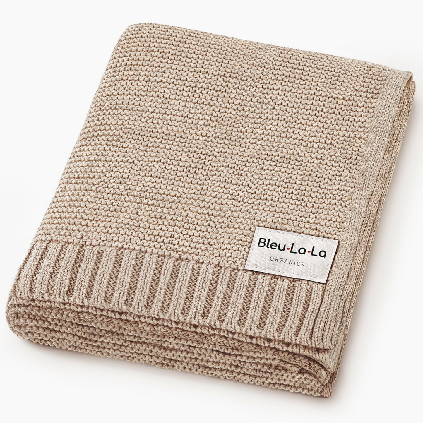 Bleu La La Luxury Organic Cotton Lightweight Knit Baby Blanket (05 - Heritage - Oatmeal)