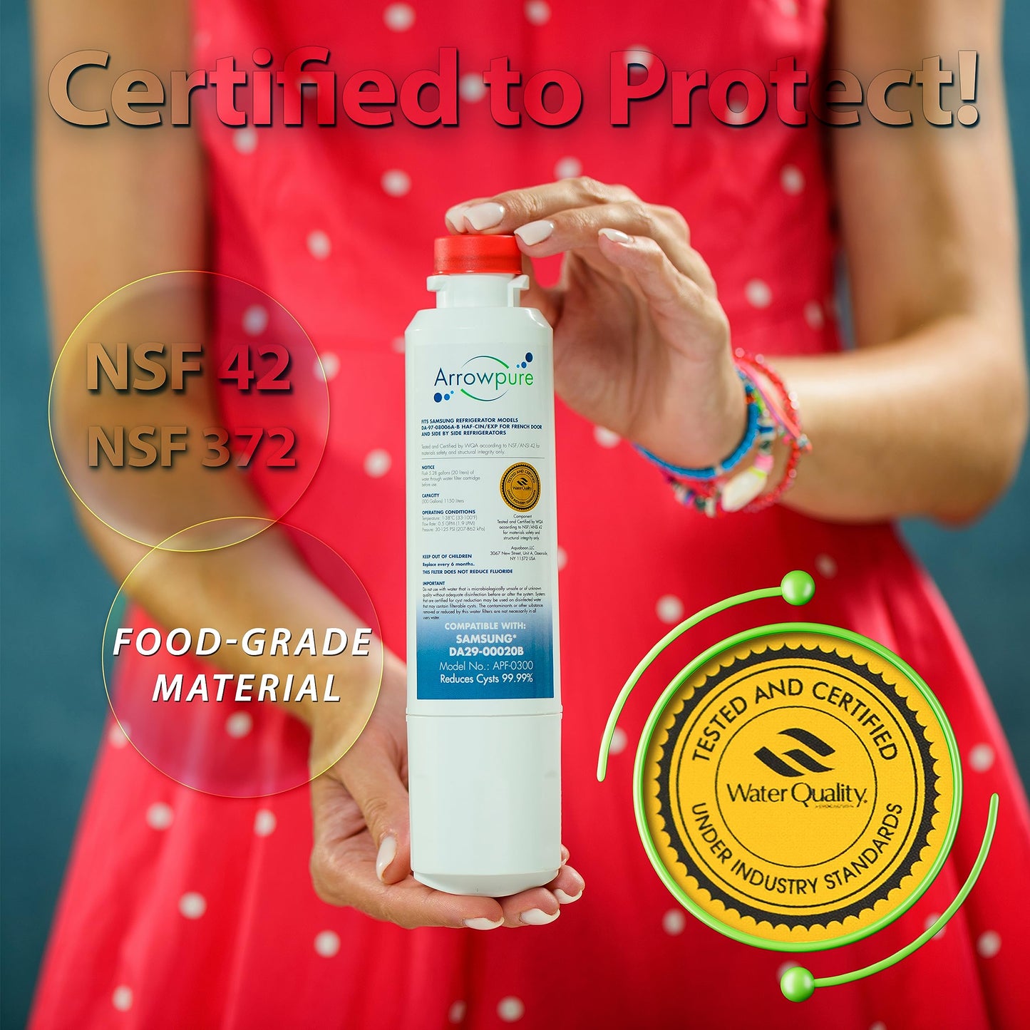 APF-0300 Fits Samsung Refrigerator Water Filter Replacement, DA29-00020B, HAF-CIN/EXP, FMS-2, RF28HMEDBSR, RF263BEAESR, RWF0700A, RF4287HARS, 3-Pack