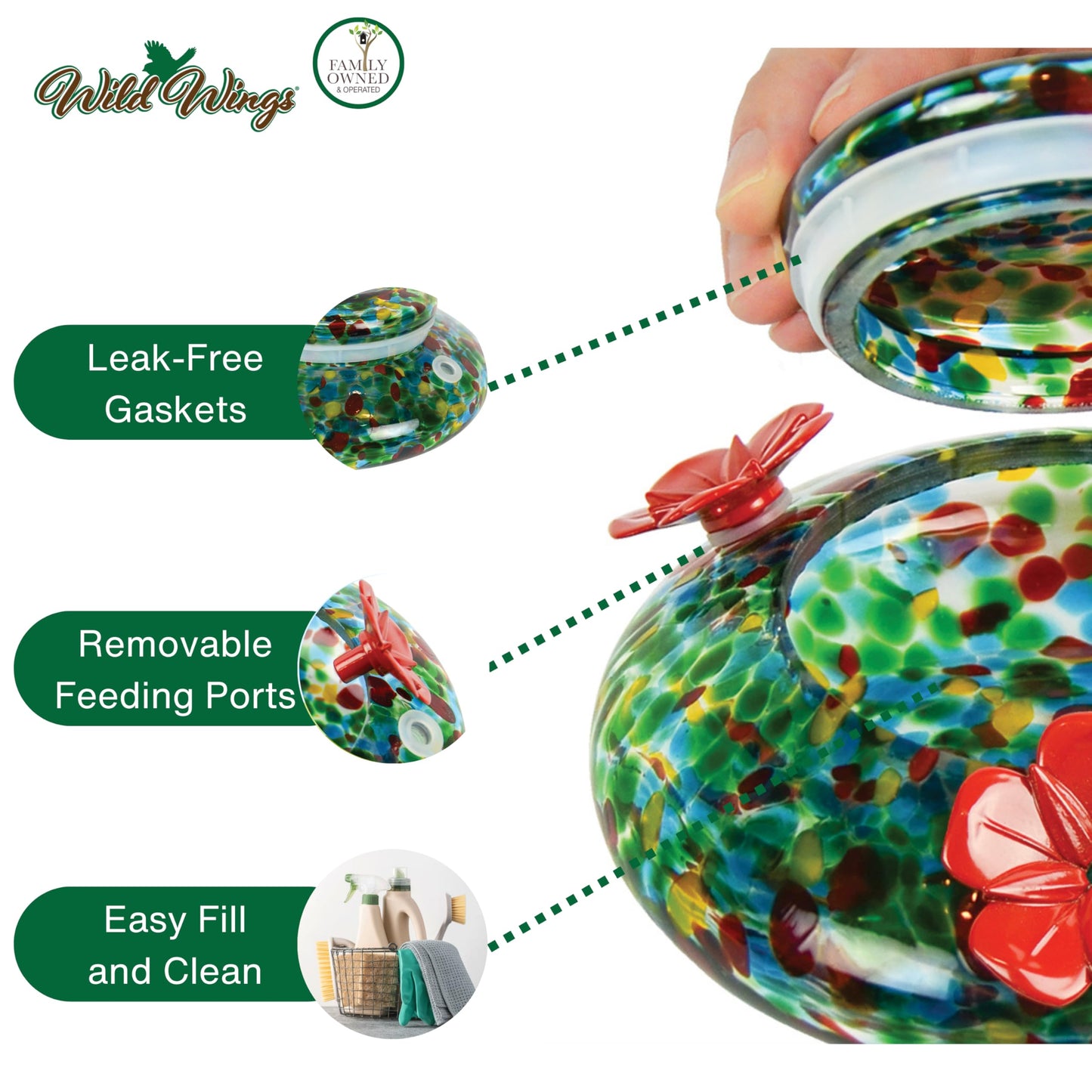 Wild Wings WWGHF1 Top Fill Hummingbird Feeder, Blue Sunset