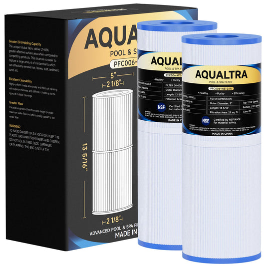 AQUALTRA Spa Filter Replacement Compatible with PRB25-IN, C-4326, FC-2375, FC-2370, 3005845, 17-2327, 100586, 33521, 25392, 817-2500, Guardian 413-106, 13 5/16" x 5" Drop in Hot Tub Filter 2 Pack