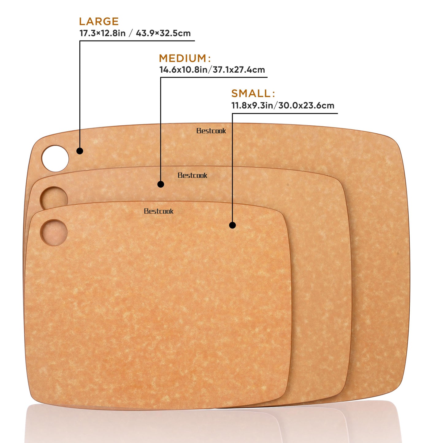 Wood Fiber Cutting Board for Kitchen [Set of 2] - High Density, Non-Porous, BPA-Free, Reversible Chopping Board, Dishwasher Safe, Knife-Friendly Cutting Board Set for Meat, Bread, Fruit, Wooden