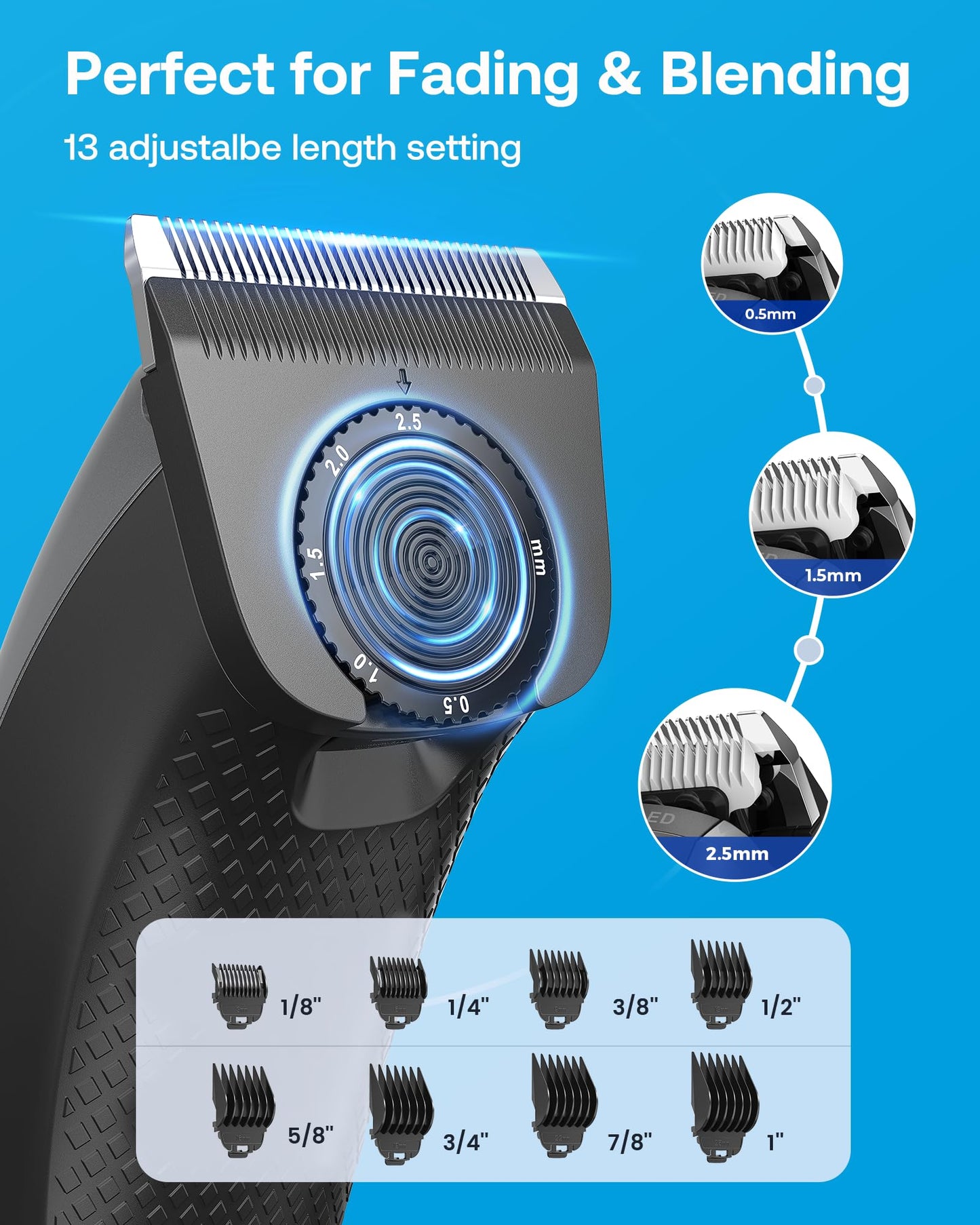 Cordless Hair Clippers for Men, GLAKER Professional Hair Clippers Ceramic Blade, Clippers for Hair Cutting Beard Trimmer Household Grooming Kit Barbers, USB C Rechargeable