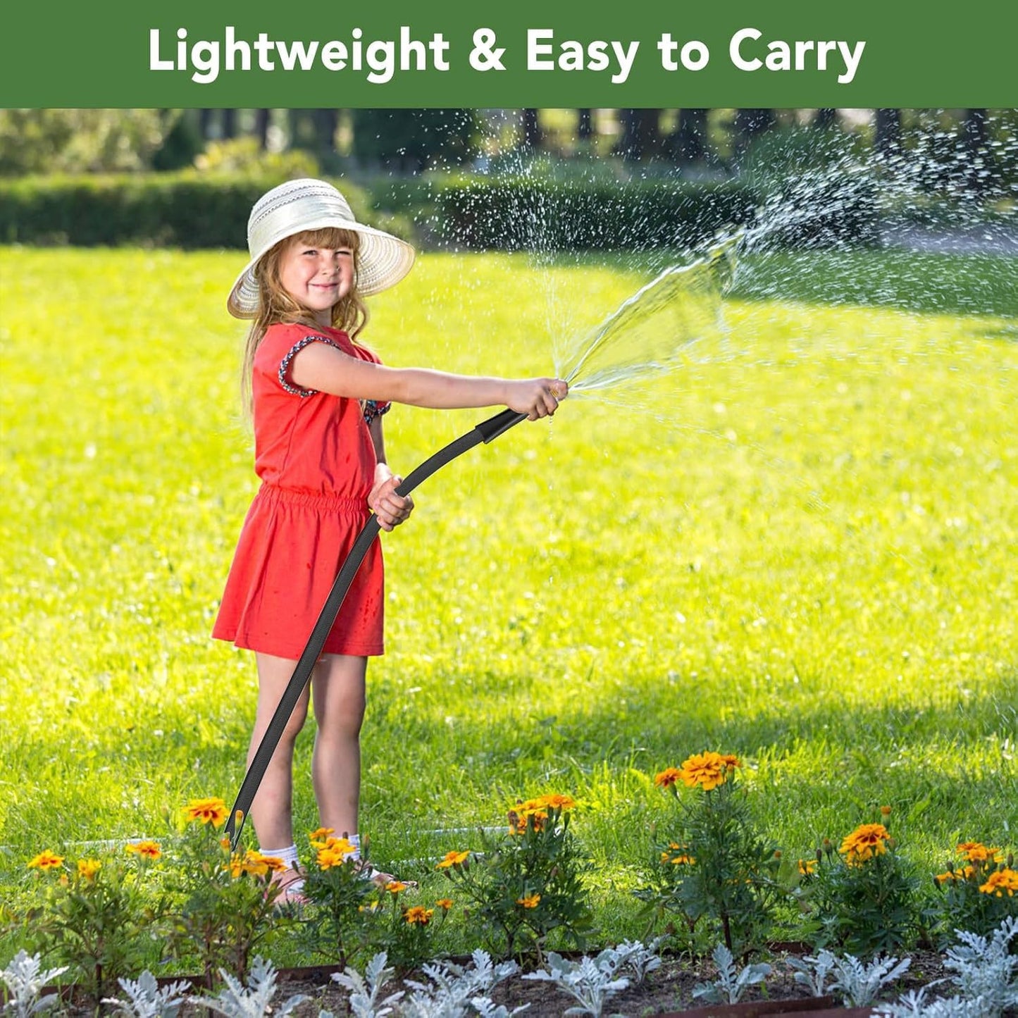 25ft 50ft 100ft Non-Expanding Garden Hose, Hose Pipe, Ultra-Light & Flexible Water Hose - Burst-Resistant, Kink-Free, High-Pressure, All-Weather Use for Lawns, Gardens, and Outdoor Cleanining (100ft)