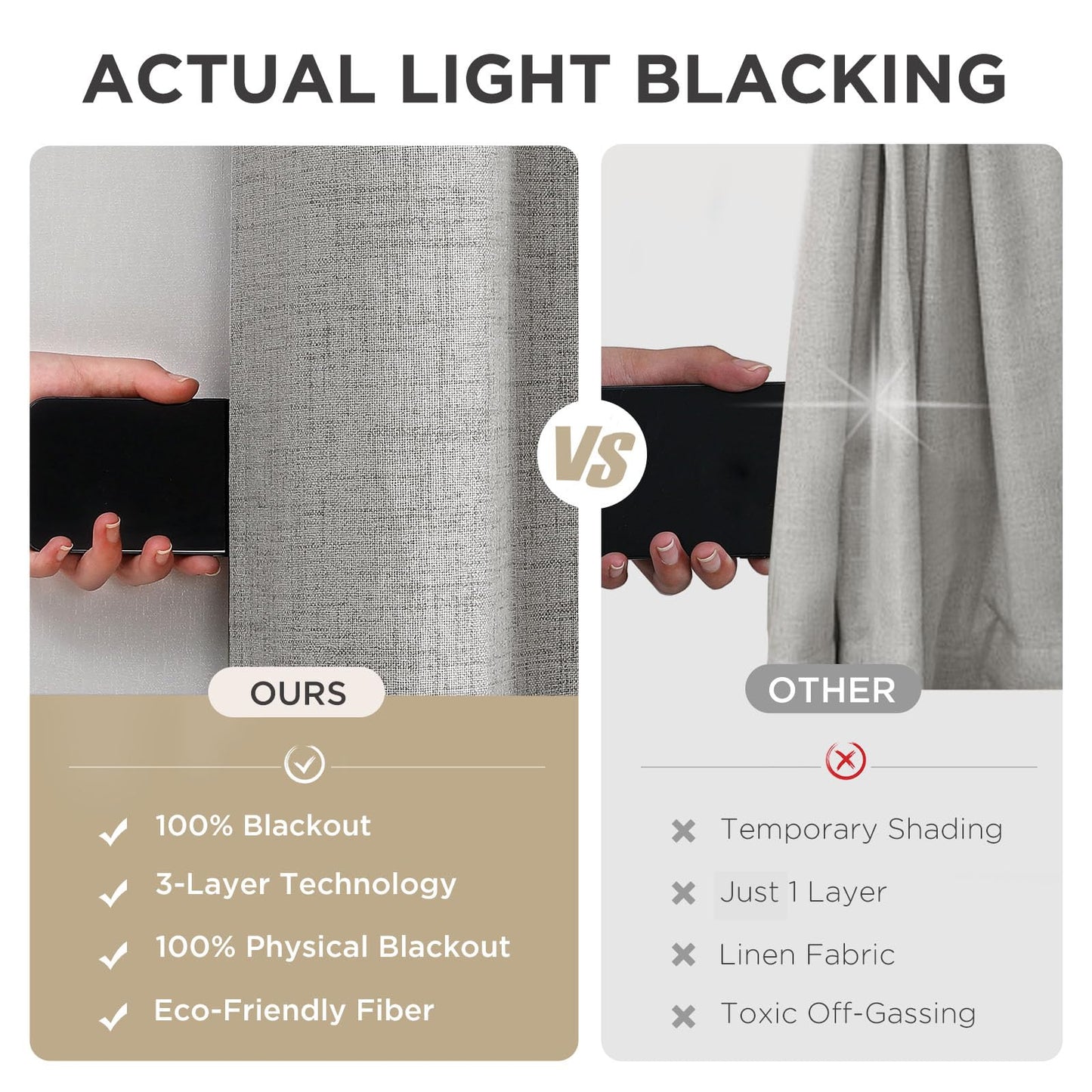 Joydeco Blackout Curtains 96 Inches Long Blackout Curtains 2 Panels, Thermal Insulation Noise Reducing Room Darkening Opaque Curtains for Bedroom Living Room Window, Privacy Protection 2 Panels Set