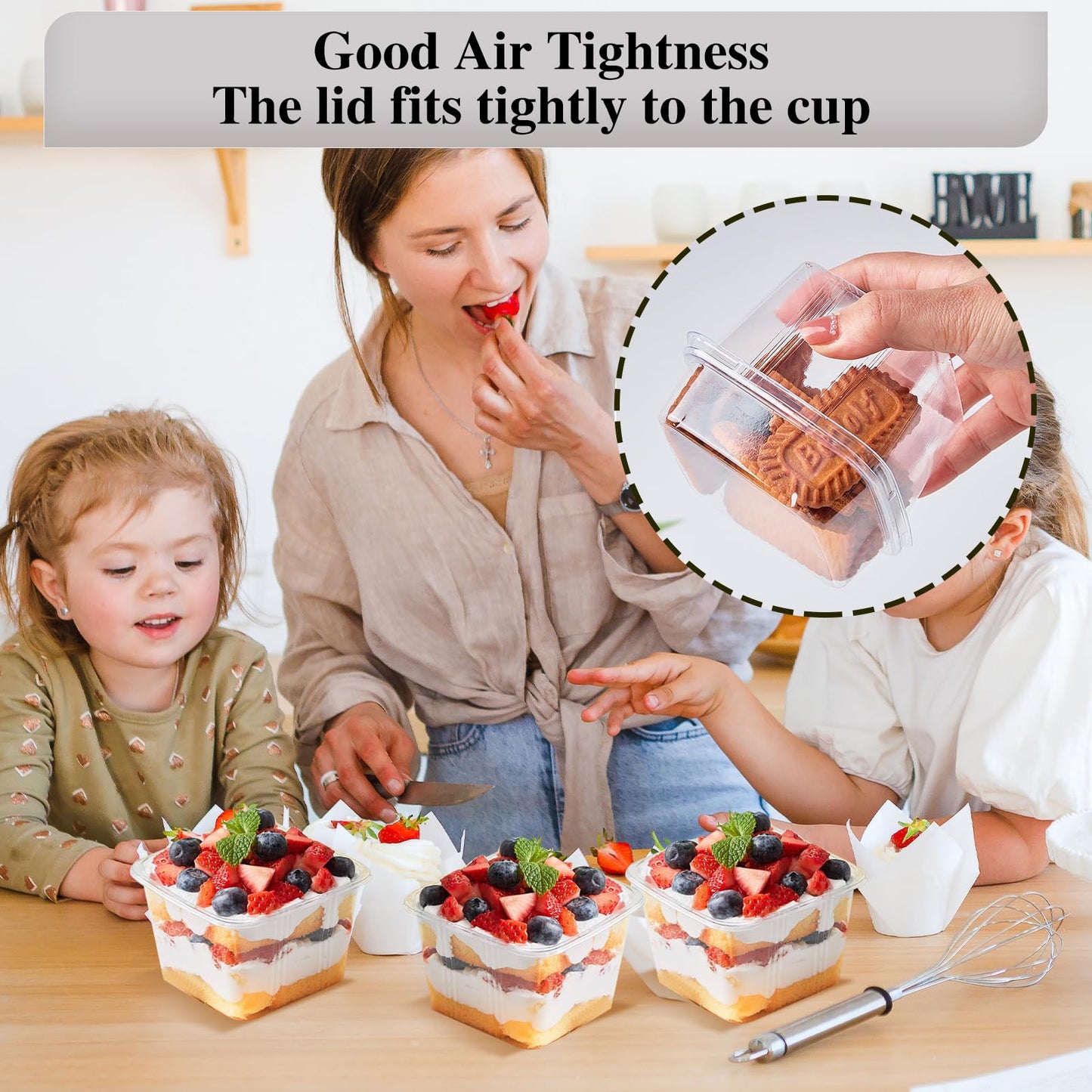 JMIATRY 100PCS 8 oz Square Plastic Dessert Cups with Lids and Spoons Clear Disposable Dessert Cup Tiramisu Container 8oz Plastic Parfait Cups for Cupcake Mousse Yogurt Pudding Fruit