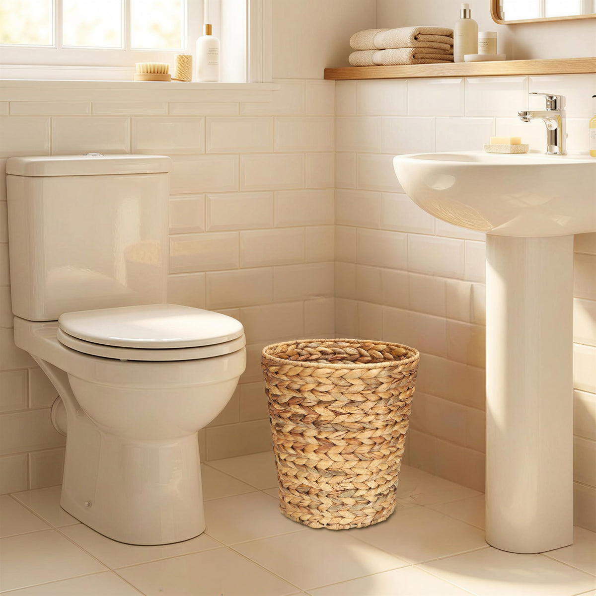 YINGXUN Wicker Waste Basket for Bathroom Large 3.5 Gallons (2 Pack)