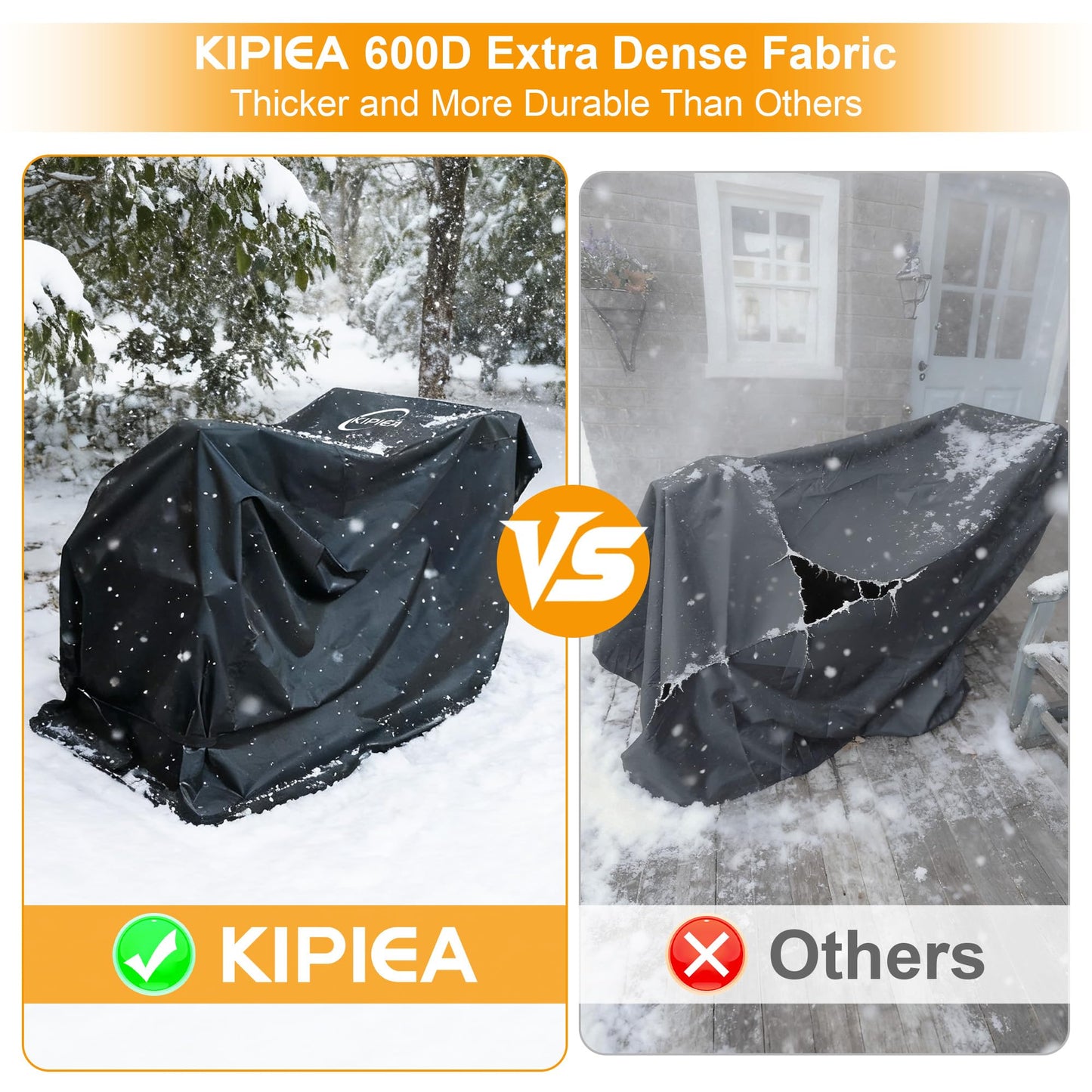 Kipiea Snow Blower Cover Waterproof Outdoor – 600D Heavy-Duty Snow Thrower Cover with Windproof Buckles and Drawstrings, Universal Fit for Most 20-28 Inch Snow Blowers