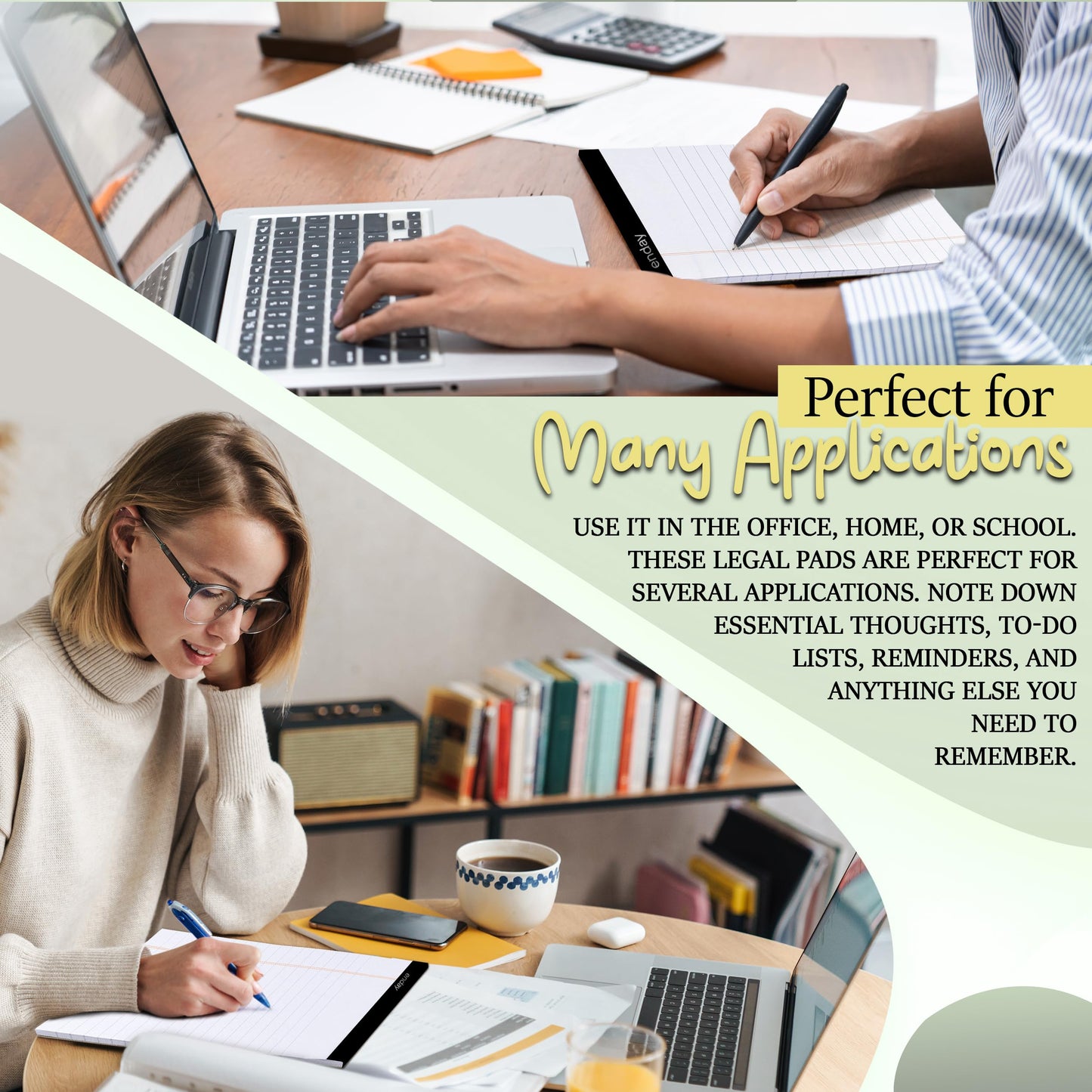 Enday Legal Pads 8.5 x 11 Inch, (12 Pack) 50 Sheets per Notepad, Note Pads, Legal Ruled Writing Pad with Perforated Pages, White Paper Legal Pad for Work and Note-Taking