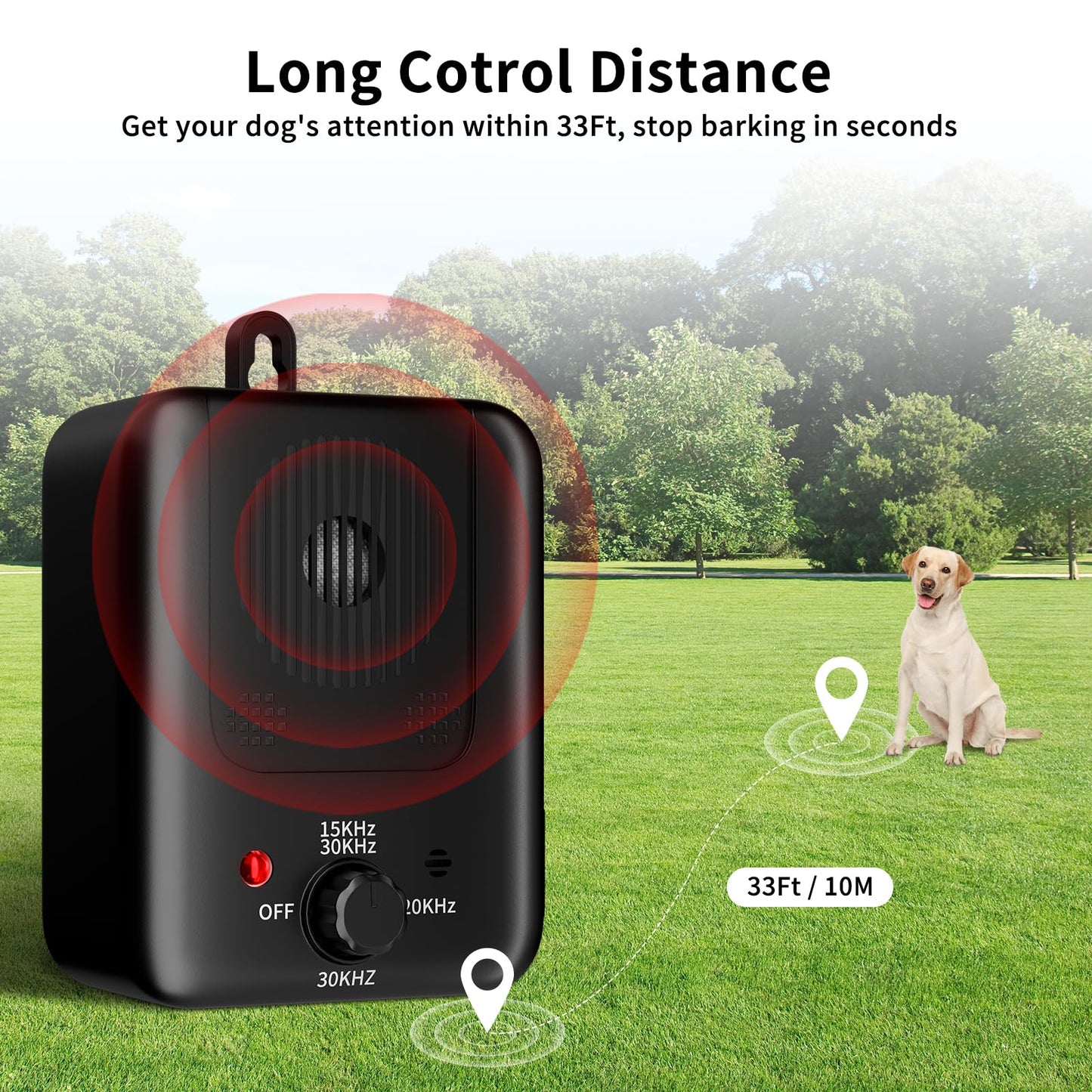 Dog Barking Deterrent Devices - 3 Modes Anti Barking Device for Dogs - 33FT Dog Bark Stopper Indoor Outdoor Rechargeable Stop Barking Automatic No More Dog Bark Control (Gold) (Black)
