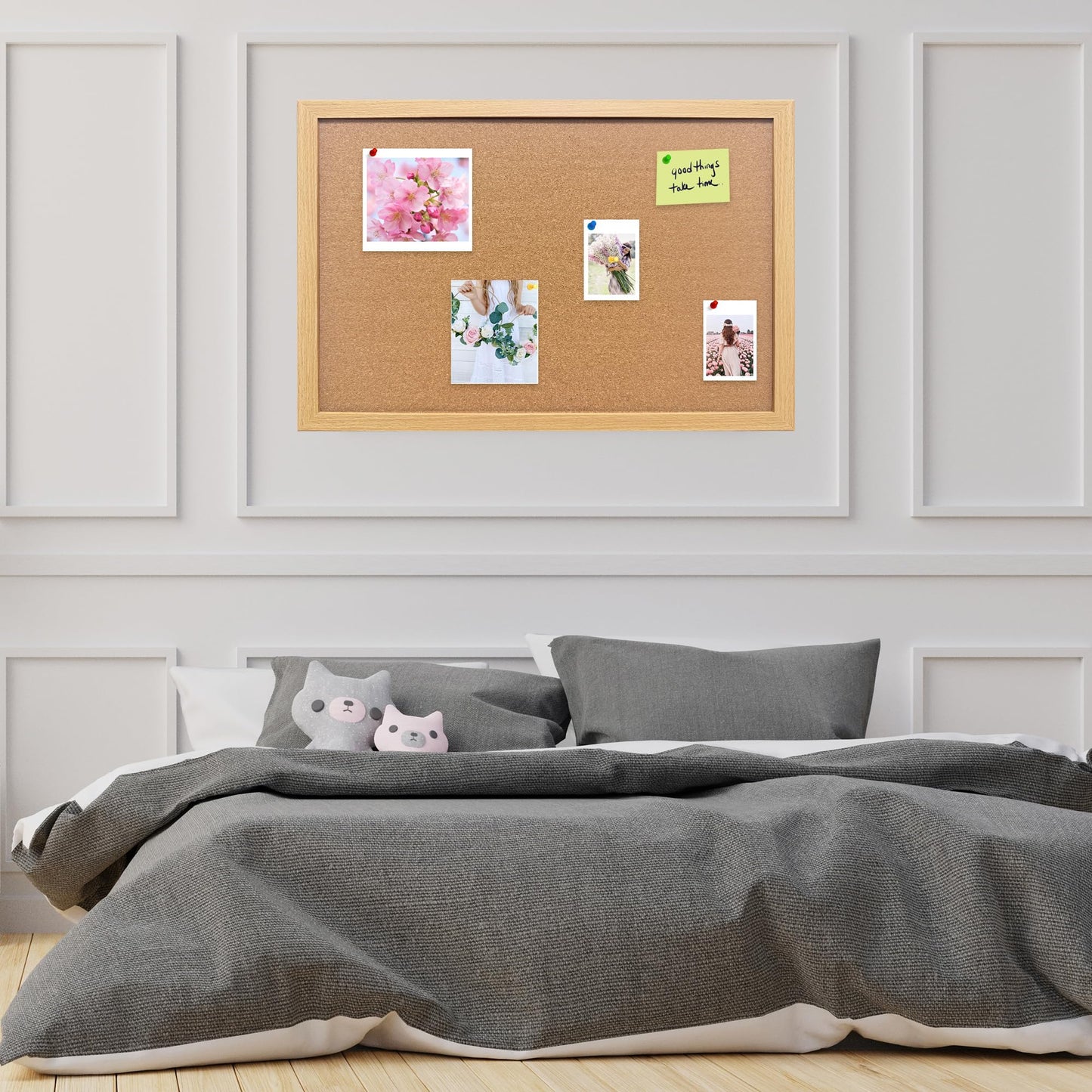 Yunihome Cork Bulletin Board, 36x24 Inches Hanging Cork Board Wooden Framed with Pins for Wall, Dorm Room, Office, Home Decor – Natural Cork & Black Frame