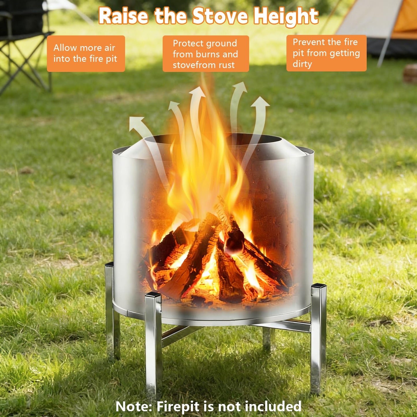 Fire Pit Stand for Solo Stove Bonfire and other 19.5" outdoor Fire Pits | Stainless Steel | Fit for outdoor Camping, Backyard Gatherings & Tailgating