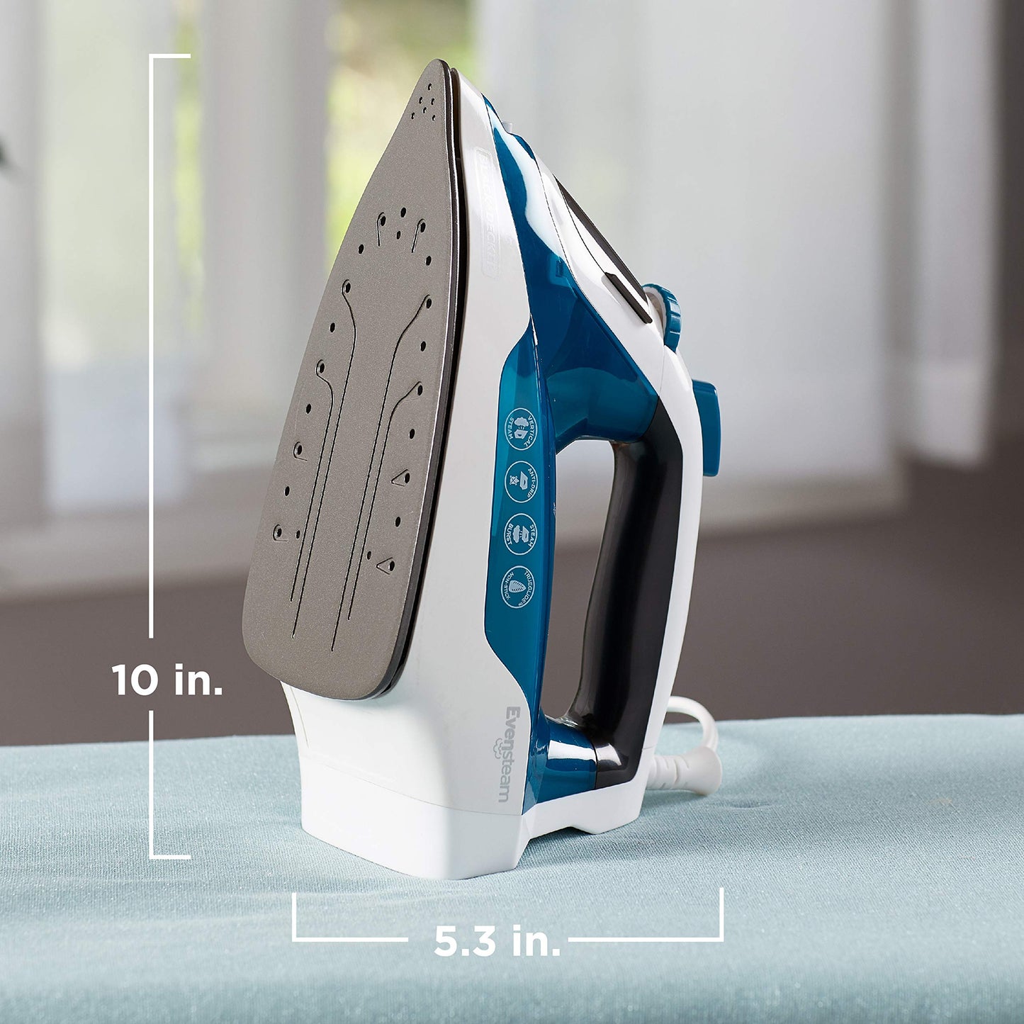 Black+Decker IR06V Easy Steam Compact Iron with EvenSteam TrueGlide Non-Stick Soleplate