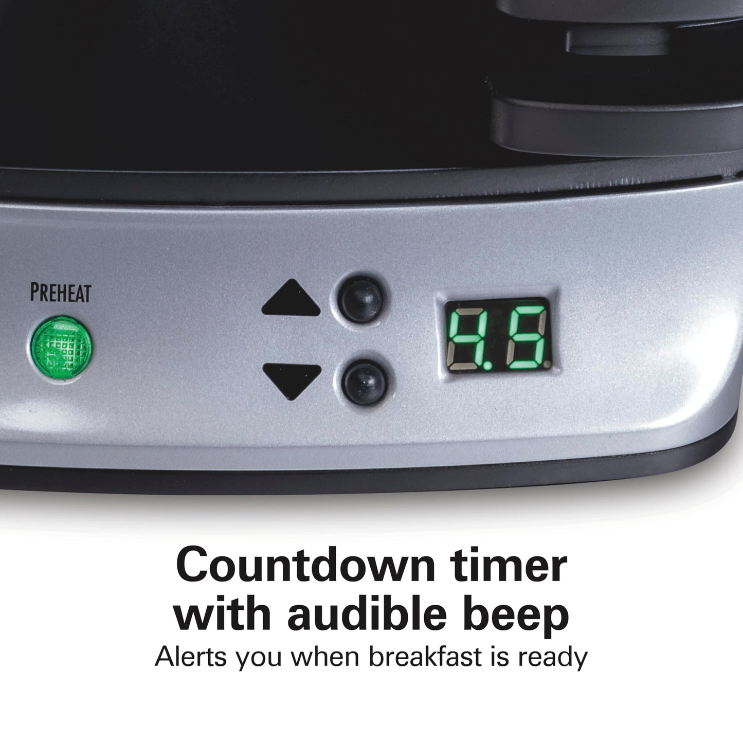 Hamilton Beach Dual Breakfast Sandwich Maker with Timer, Ready in 5 Minutes, Removable Dishwasher Safe PFAS-Free Non-Stick Egg Cooker Ring, Silver (25490C)