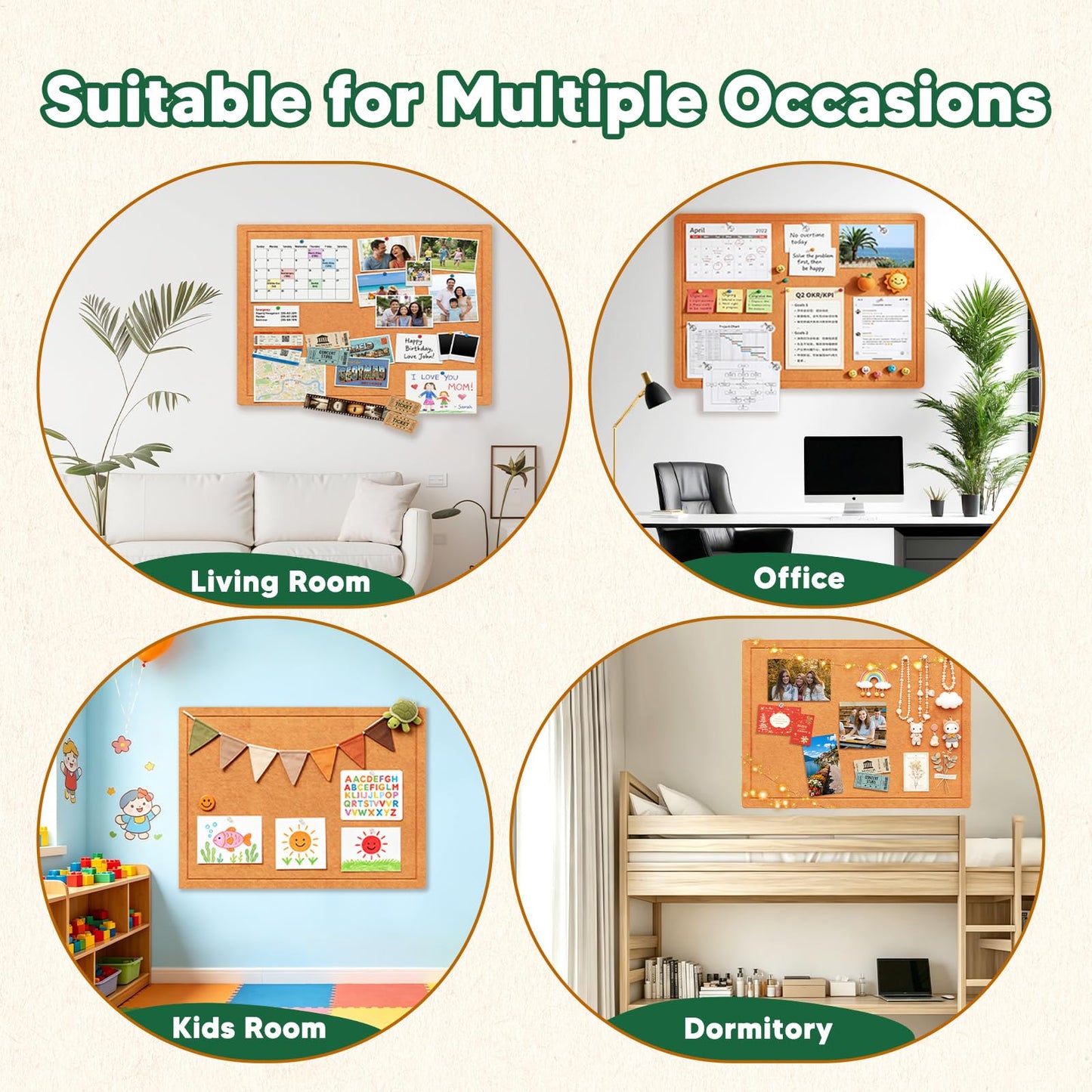 MQAAUP Cork Bulletin Board, 48×36 in Frameless Foldable and Dual Installation Felt Pin Board, Self-Healing Felt Board for Wall, Multi-use Vision & Picture Collage Pin Board with 15 Push Pins