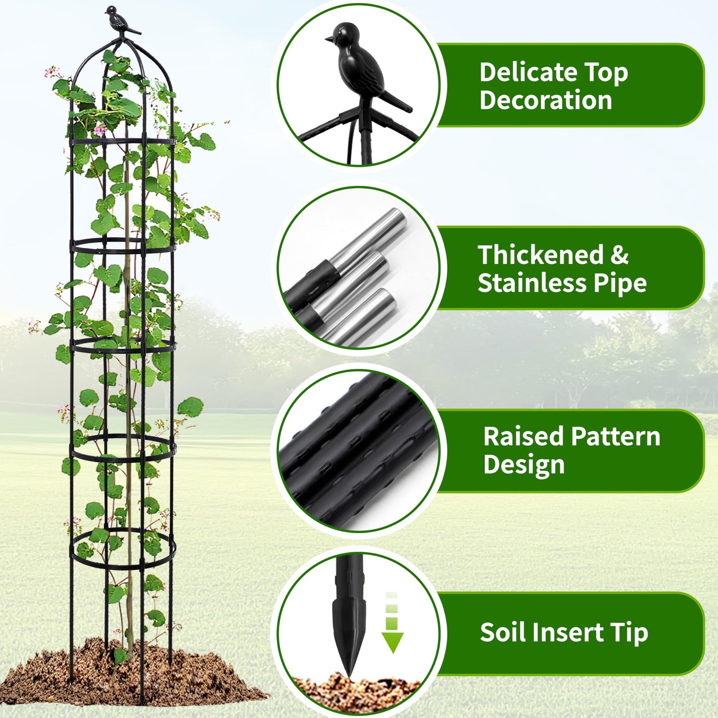 2Pack 6.7FT Garden Trellis for Climbing Plants Outdoor&Indoor, Rustproof Metal Plant Trellis, Obelisk Trellis for Vegetable, Flower, Tomato, Cucumber, Clematis, Rose, Raspberry