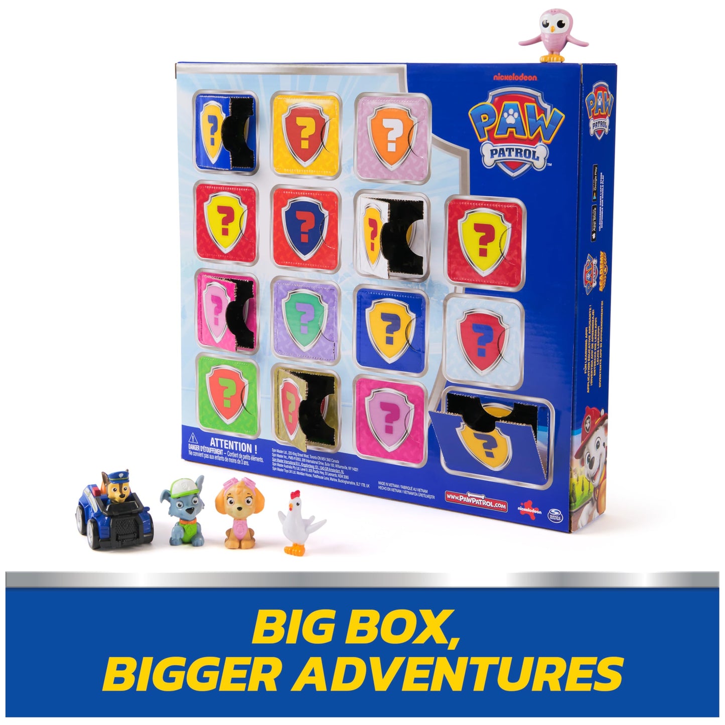 PAW Patrol Rewards Box Gift Pack, 8 Mini PAW Patrol Figures, 2 Animal Figures, 4 Sticker Sheets & 1 Pup Squad Racer, Kids Toys for Boys & Girls Ages 3 and Up