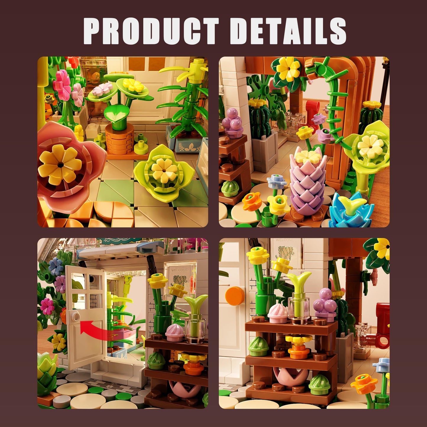 TYCOLE Flower House Building Set with Lights,Garden House Building Toy Kits,Creative Greenhouse Building Playset,Christmas Birthday Gift for Adults or Girls 8-12 Years(719PCS)