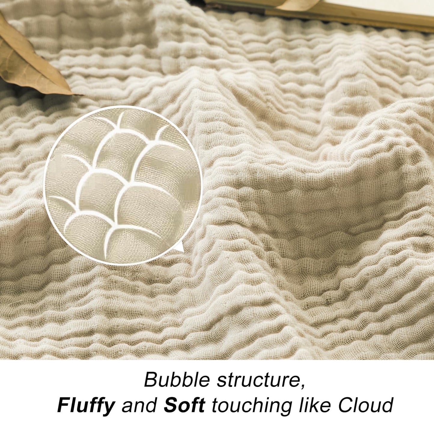 EMME Cotton Throw Blanket Gifts for Women 100% Muslin for Couch Breathable Gauze All Season Soft and Lightweight Pre-Washed（Throw XL 50"x71"）