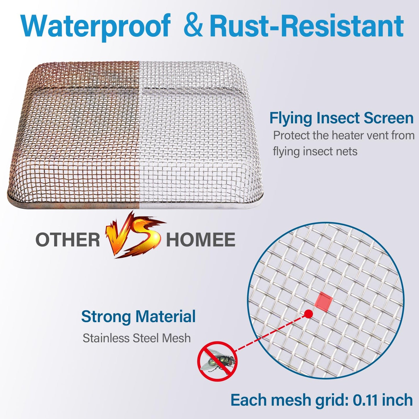HOMEE 6 Pack Flying Insect Screen for RV Refrigerator Vents, RV Water Heater Cover for RV Accessories Stainless Steel Mesh with Installation Tool and Silicone Rubber