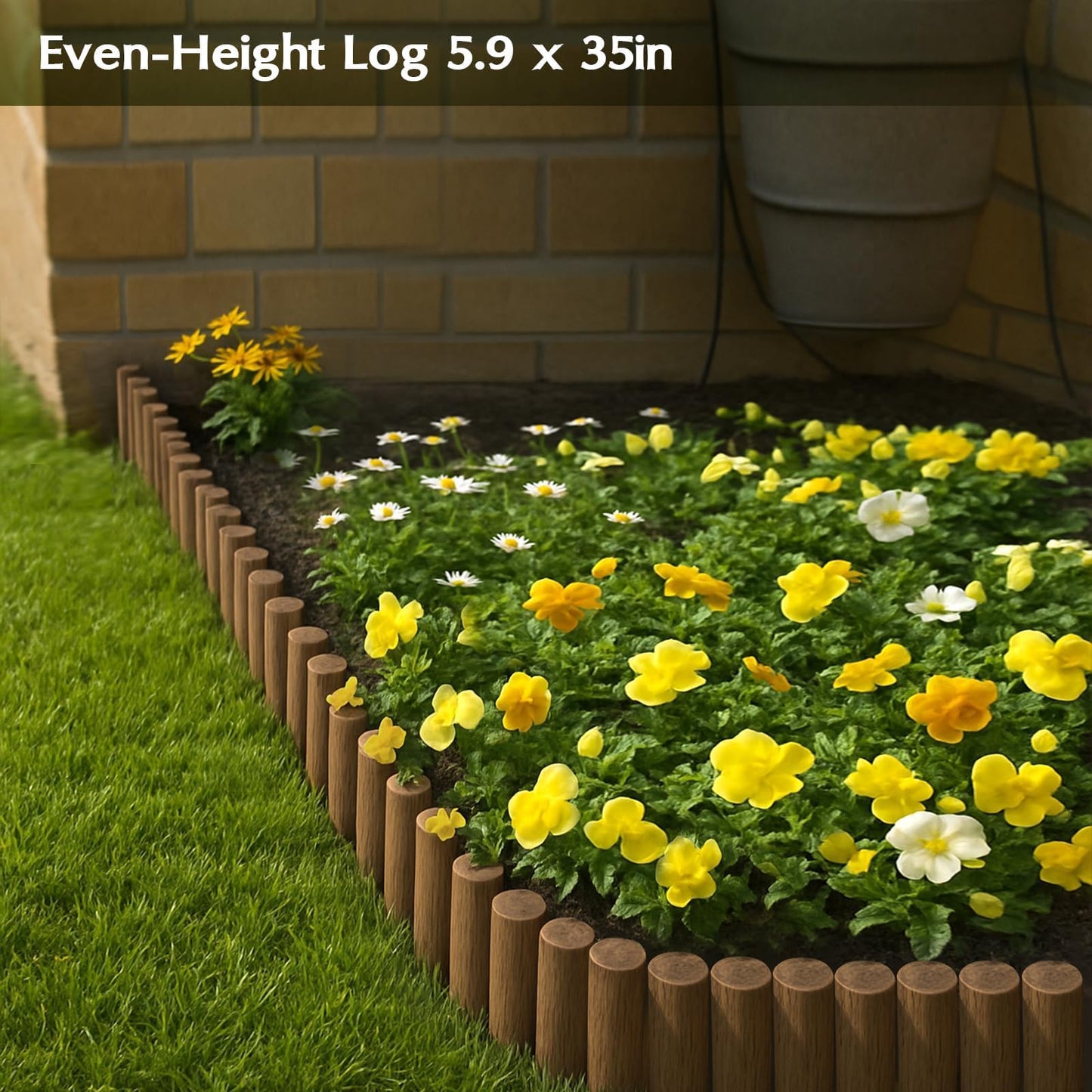 Wood Garden Edging, Flexible Freestanding Pine Fence for Garden Borders, Flower Beds, Pathways, Patios & Landscaping, Reusable Outdoor Border Edging, 6.9” H x 3 ft L Each (2 Pack)