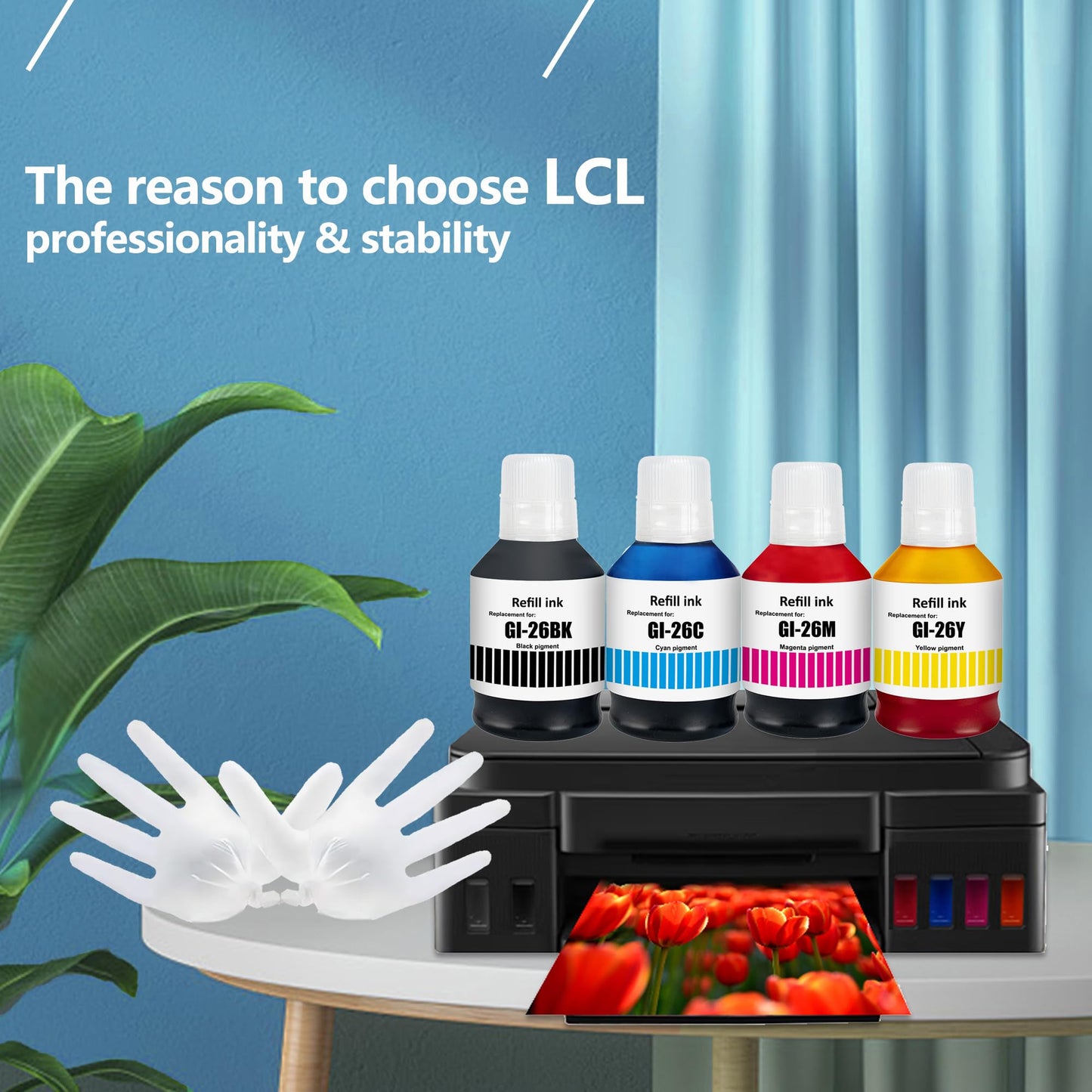 GI-26 GI26 Ink Replacement for Canon 26 GI26 GI-26 Ink Refill Bottles Compatible with Canon MAXIFY GX7021 GX6021 GX7020 GX6020 GX5020 GX4020 GX3020 Printer (KCMY,4-Pack)
