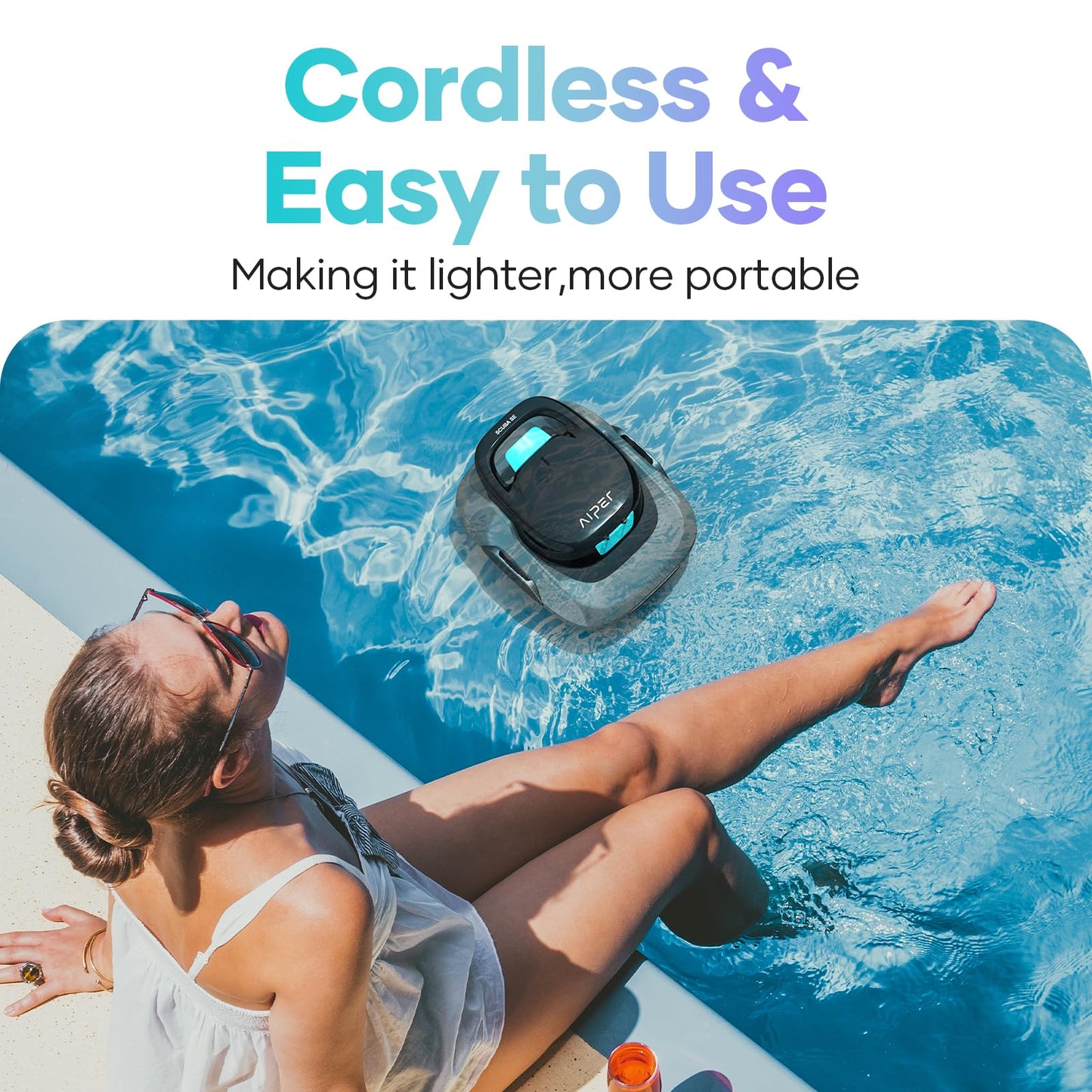 AIPER Scuba SE Robotic Pool Cleaner Vacuum, 90 Mins Battery Life, Automatic Cleaning with Self-Parking Capabilities, Ideal for Above Ground Pools up to 860 Sq.ft (40 Feet)