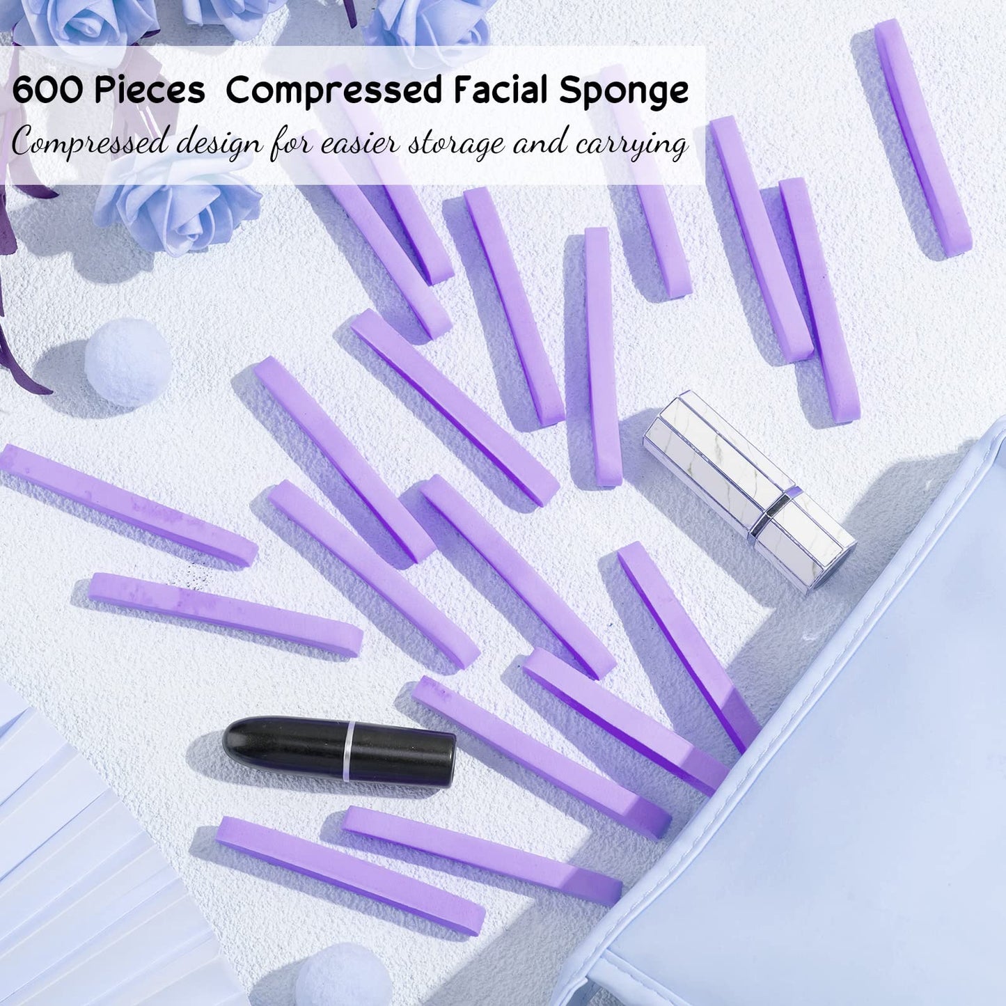 Foaincore 600 Pieces Compressed Facial Sponge Round Facial Sponge for Estheticians Face Sponges for Cleansing Face Wash Pads Disposable Sponges for Women Spa Exfoliating Cleansing(Purple)