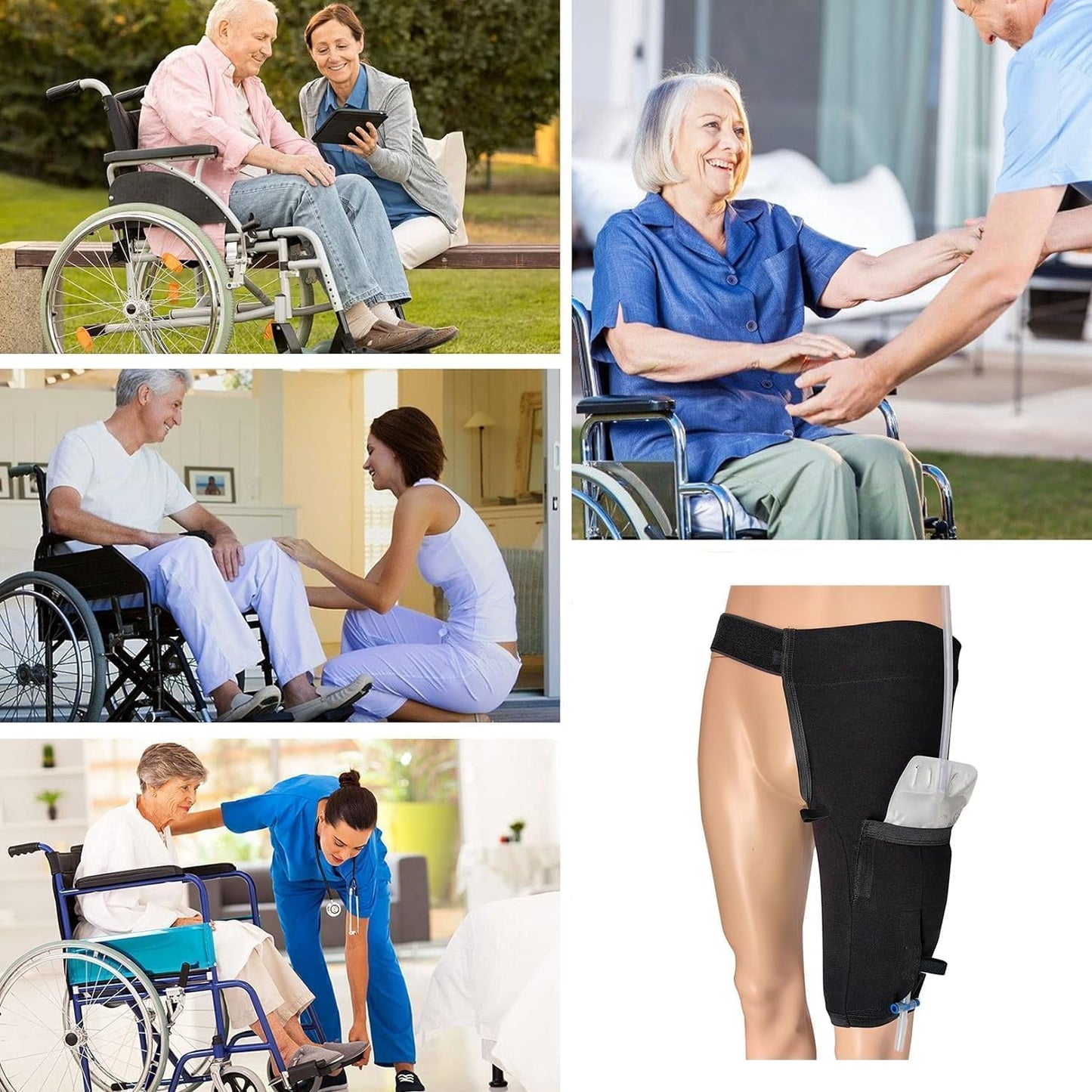 Catheter Leg Bag Holder, Urine Leg Bag Holder Cover with Waist Belt, Foley Leg Bag Sleeve for Incontinence Urine Bag, Washable and Durable (Large)