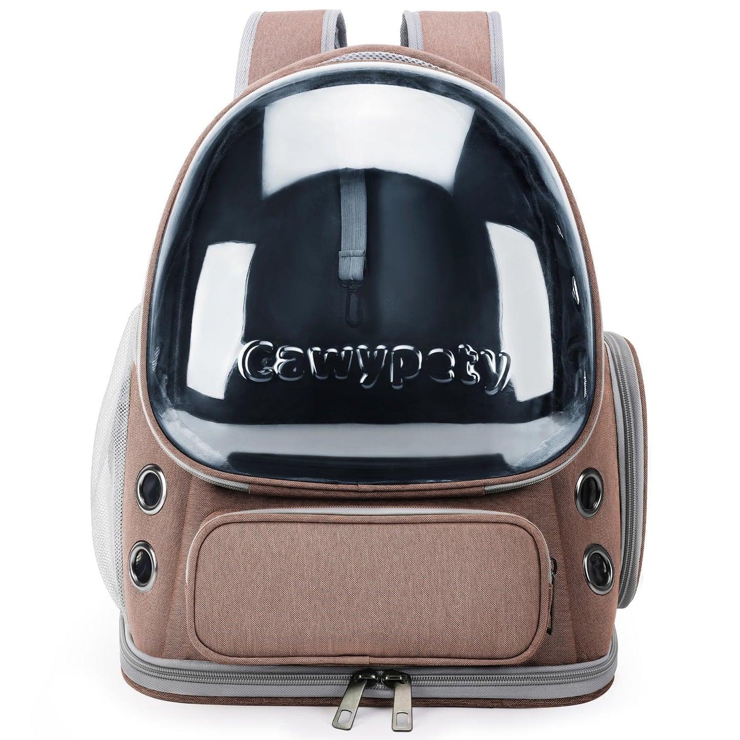 Cawypety Cat Carrier, Cat Backpack Carrier, Large Bubble Backpack for Under 15 lbs, Dog and Small Pet, Breathable Cat Bag Carrier Used in Travel, Car, Pet Carrier (Khaki)