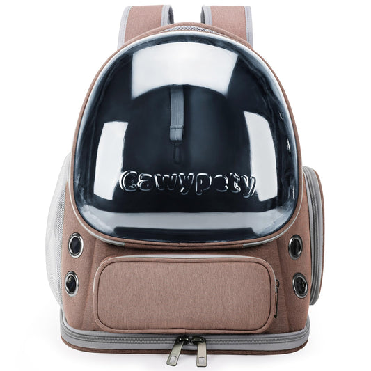 Cawypety Cat Carrier, Cat Backpack Carrier, Large Bubble Backpack for Under 15 lbs, Dog and Small Pet, Breathable Cat Bag Carrier Used in Travel, Car, Pet Carrier (Khaki)