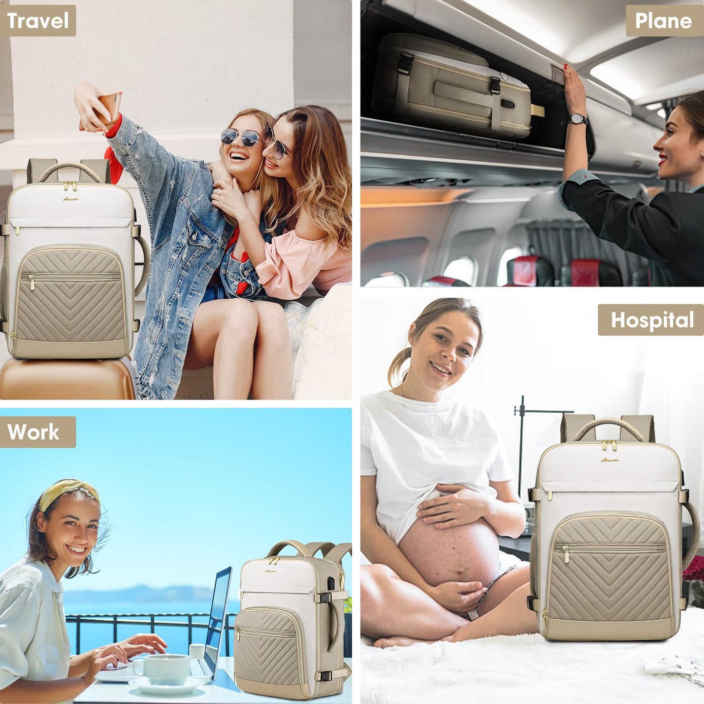 Large Carry On Travel Backpack: Flight Approved 40L Waterproof Personal Item Daypack for Women Weekender Bag fit 17inch Laptop Luggage Backpack Traveling Business with USB Port and 3 Packing Cubes