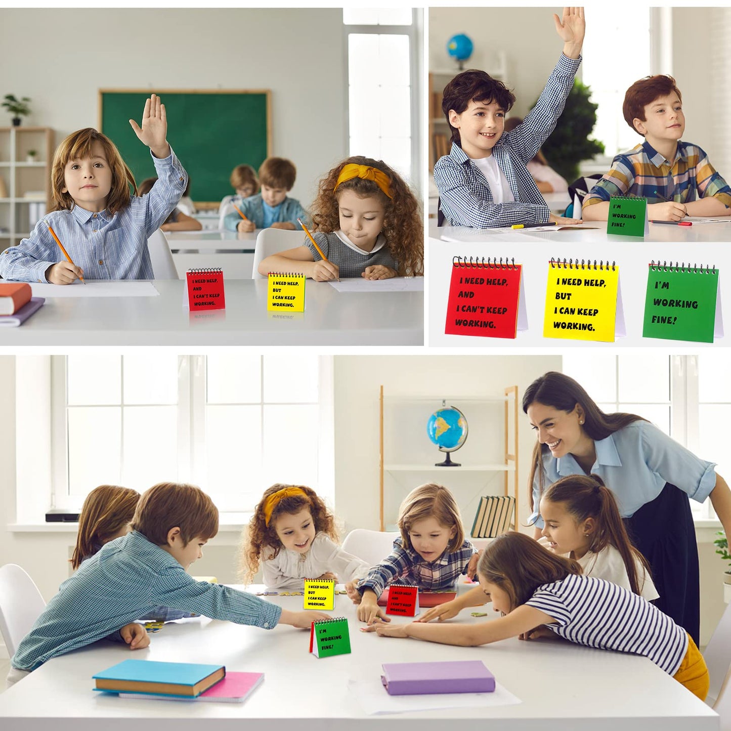 Jutom 48 Pcs Classroom Management Tools for Teacher, I Need Help Mini Flip Chart, Classroom Behavior Must Haves for Teacher, Incentives Kids Self Assessment Cards for Educational Learning Supplies