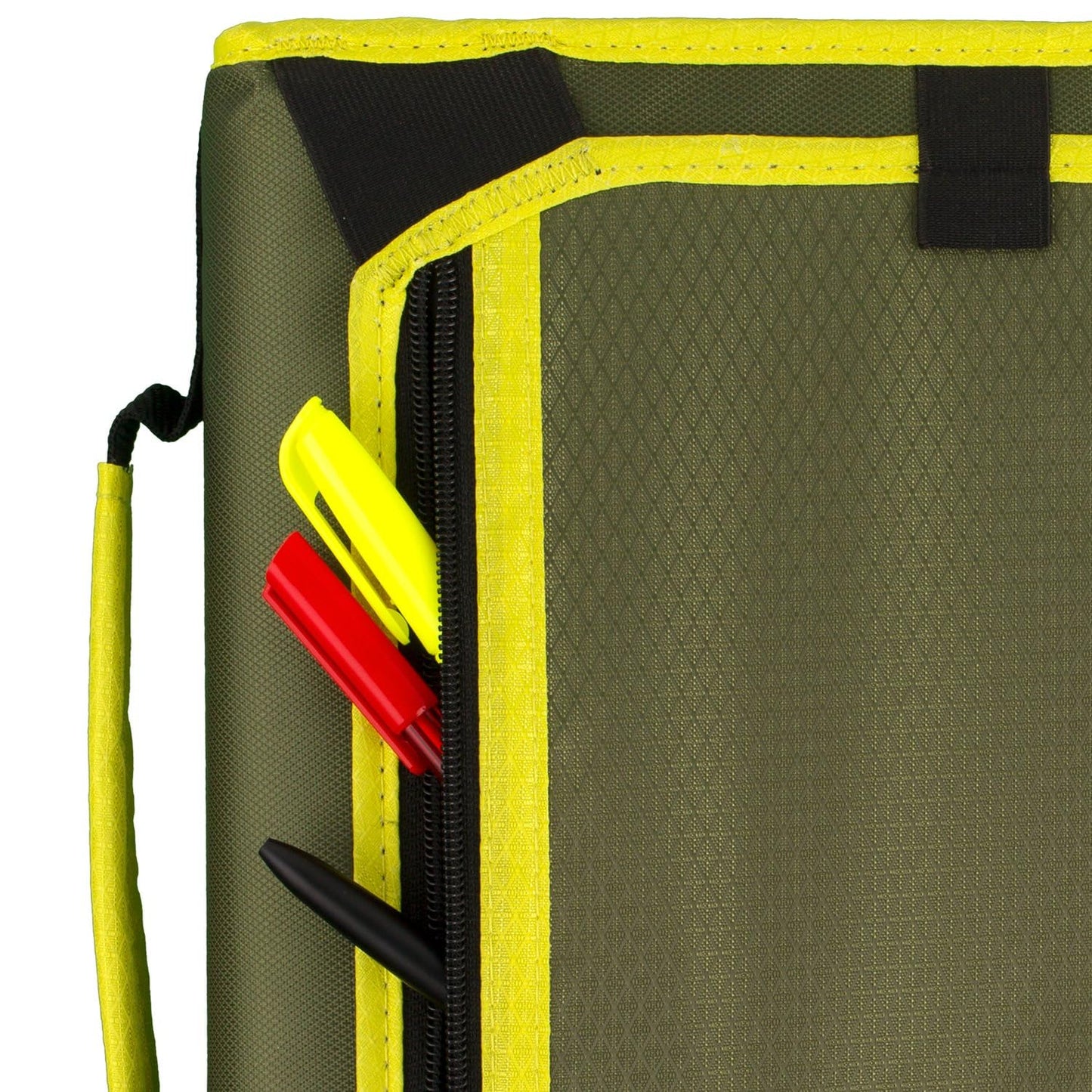 Five Star Zipper Binder, 2 Inch 3-Ring Binder with Round Rings, Expansion Panel and 5-Tab Expanding File, 580 Sheet Capacity, Olive/Citrus (290520C)