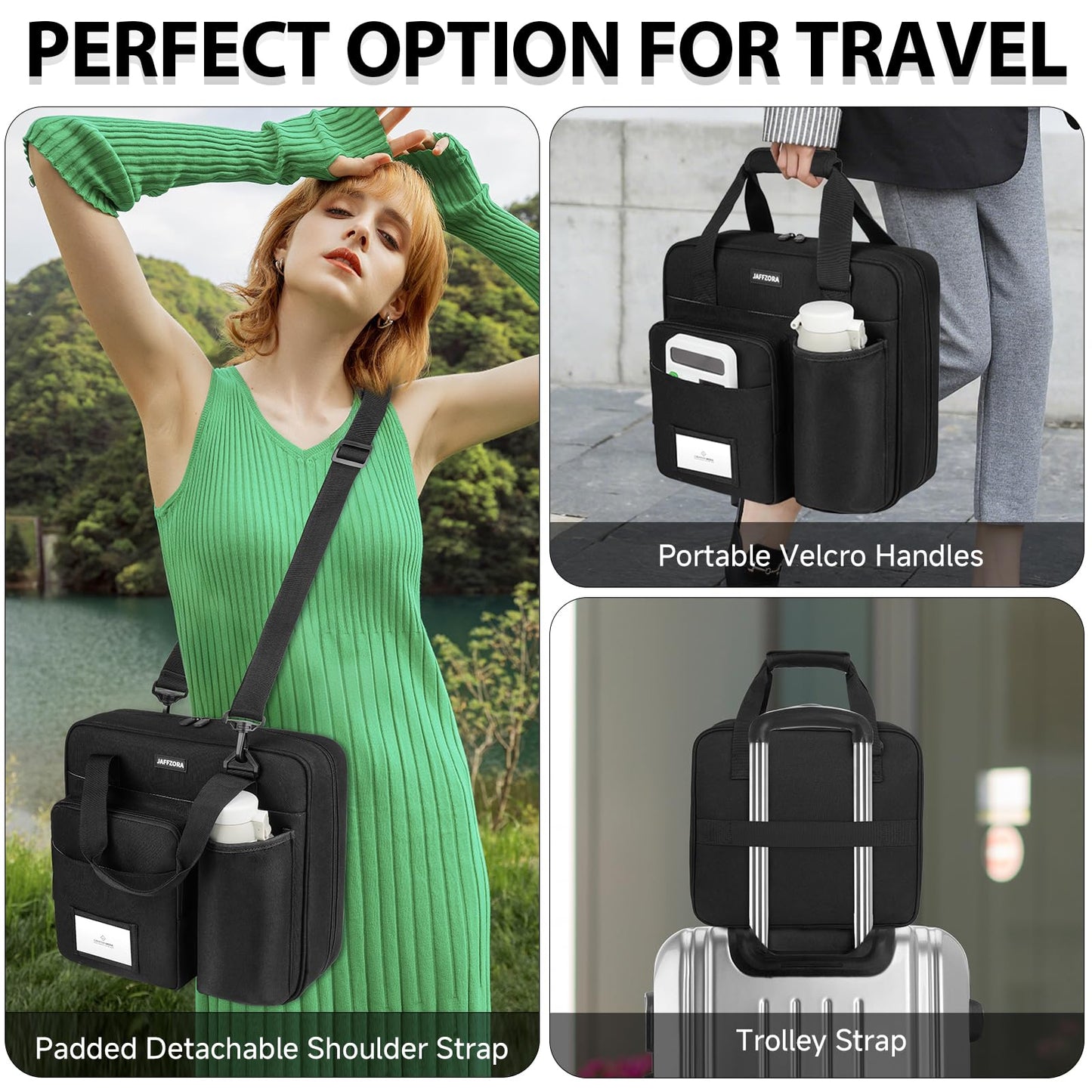 Zipper Binder 3 Ring with Shoulder Strap, 700 Sheets Capacity 3 Inch Binder with Zipper Fits 13 Inch Laptop for School and Office, Black