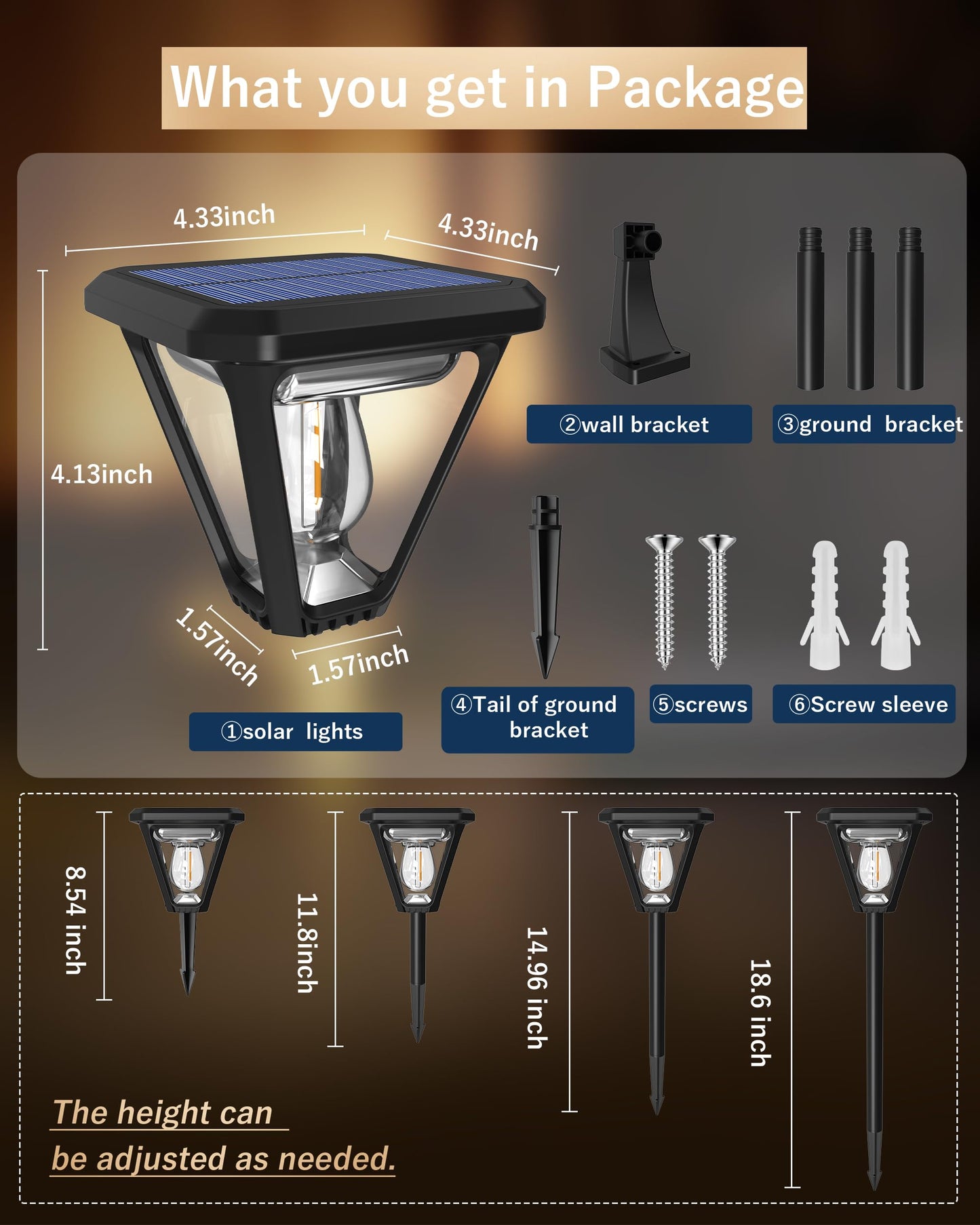 Solar Lights Outdoor Waterproof 4Pack with Motion Sensor，Solar Pathway Lights Decorative Solar Garden Lights Landscape Lighting for Yard, Walkway, Driveway