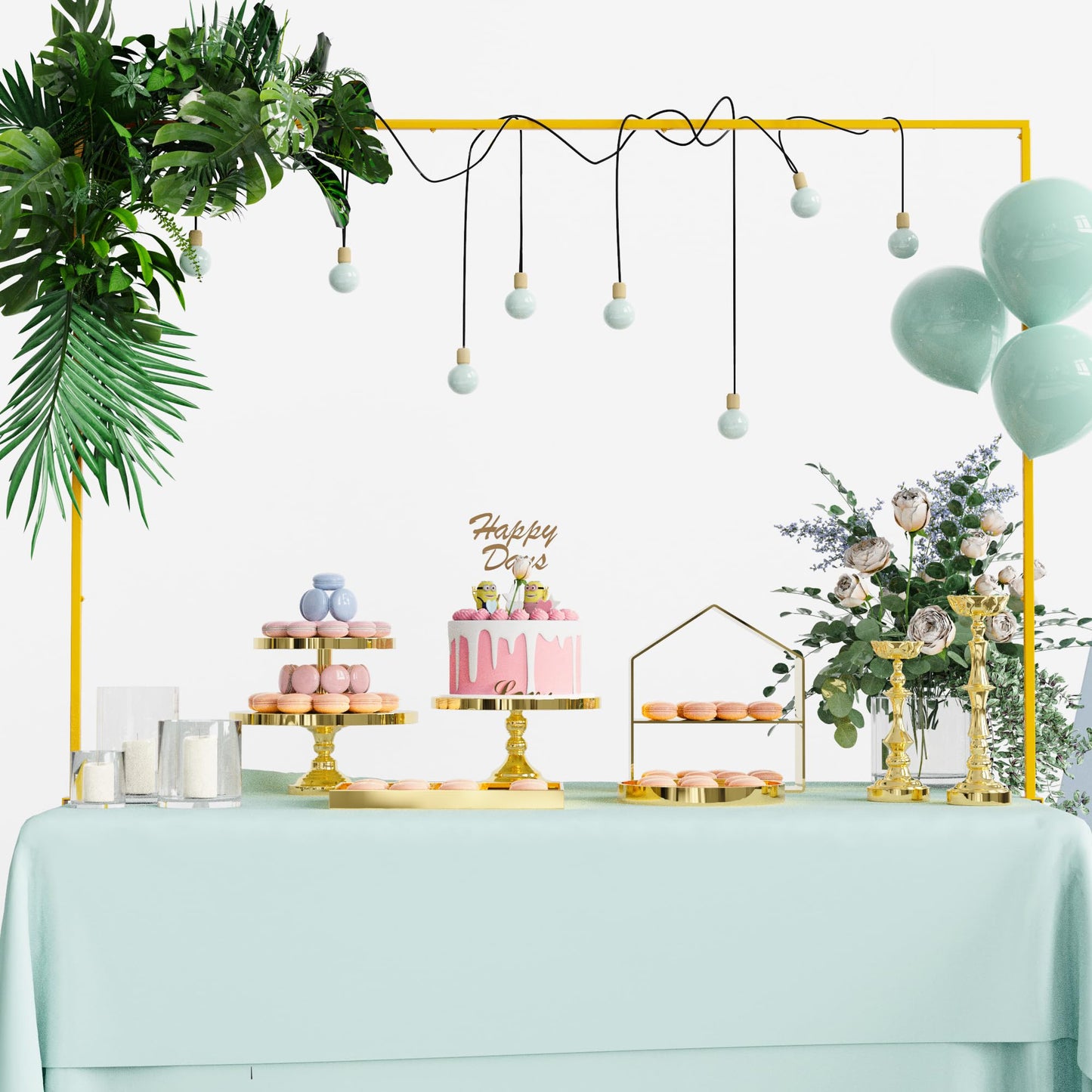 Xiomot Over the Table Rod with Clamps Adjustable 13''-42'' Tall 29"-98" Length Gold Table Arch Hanging for Wedding Birthday Party Halloween Christmas Decoration