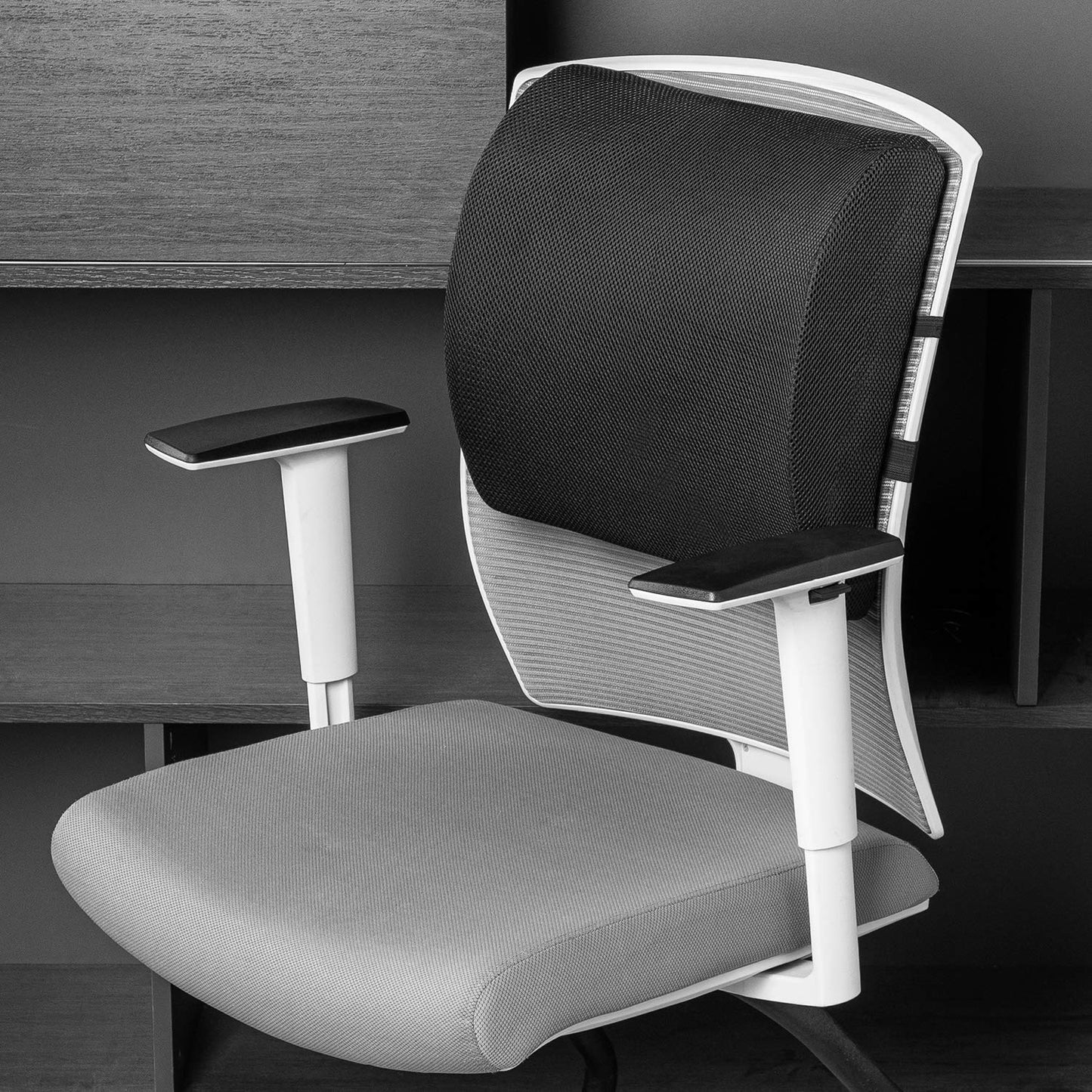 Amazon Basics Comfortable Back Support Cushion for Office Chairs, Memory Foam, Black